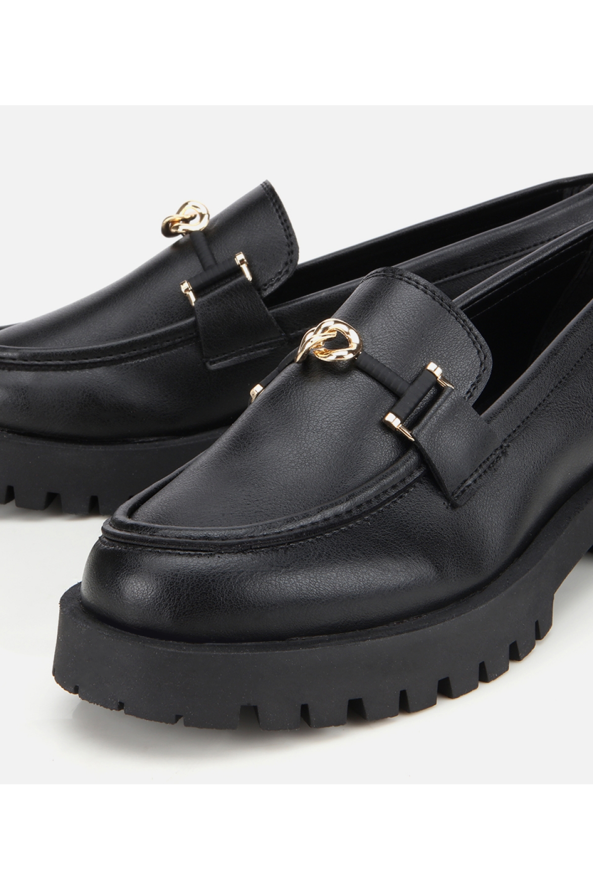 Kadın Siyah Kalın Tabanlı Klasik Loafer - Görsel 4