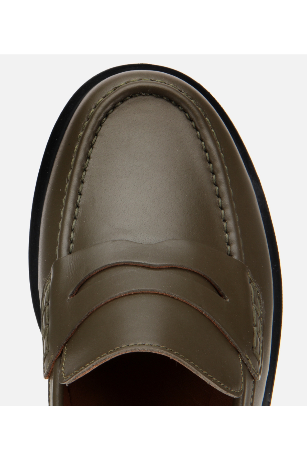 Kadın Deri Haki Yumuşak Dokulu Klasik Loafer - Görsel 6