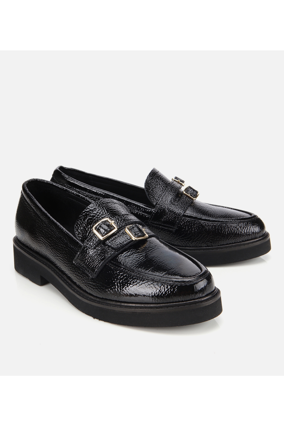 Kadın Rugan Deri Siyah Tokalı Klasik Loafer - Görsel 3