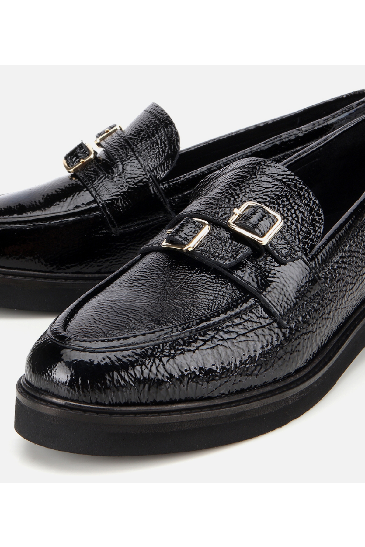 Kadın Rugan Deri Siyah Tokalı Klasik Loafer - Görsel 4