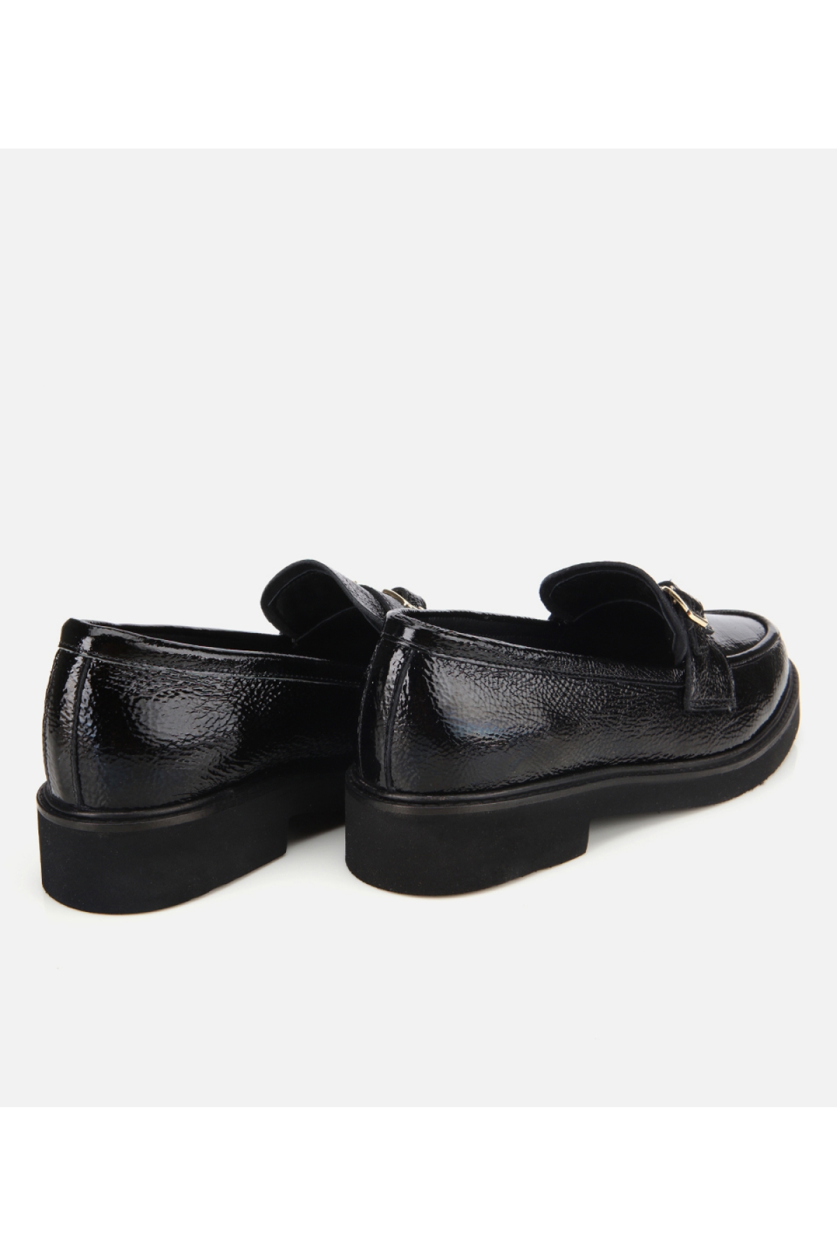 Kadın Rugan Deri Siyah Tokalı Klasik Loafer - Görsel 5