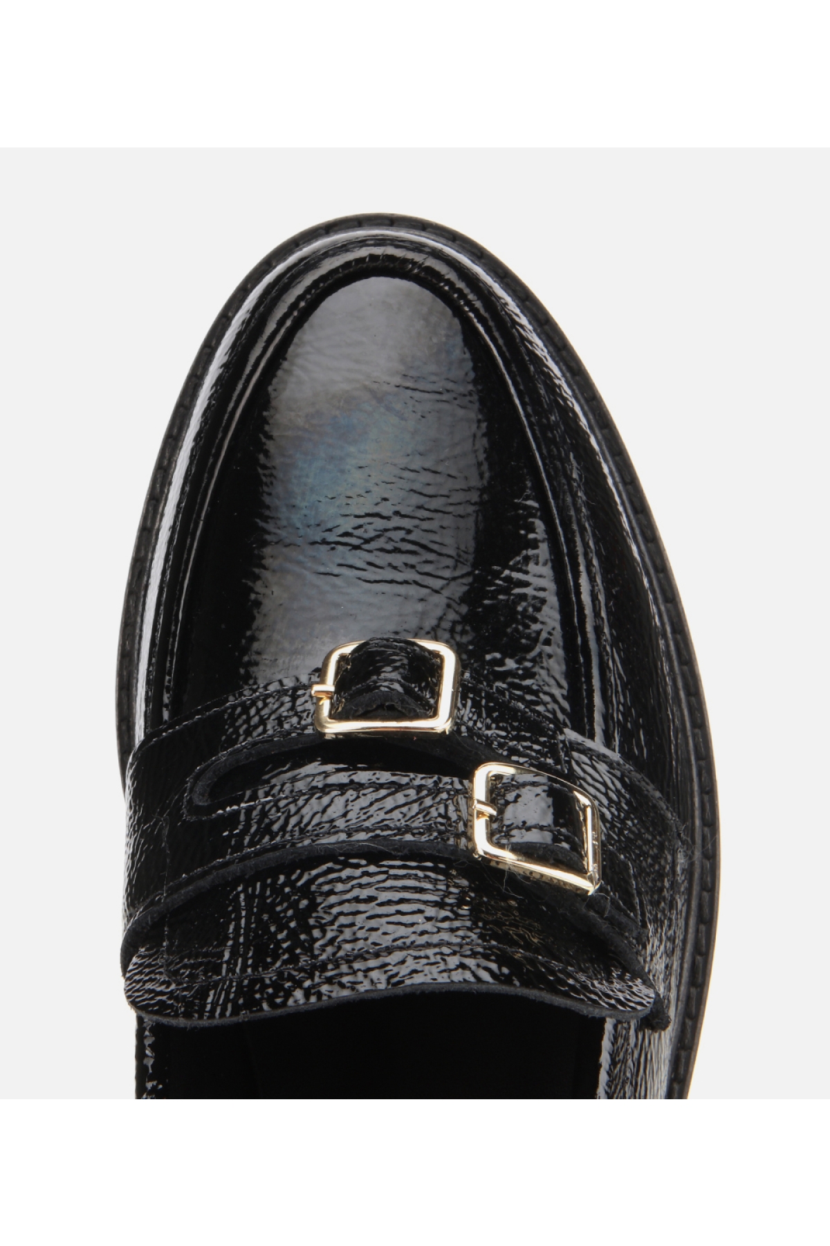 Kadın Rugan Deri Siyah Tokalı Klasik Loafer - Görsel 6