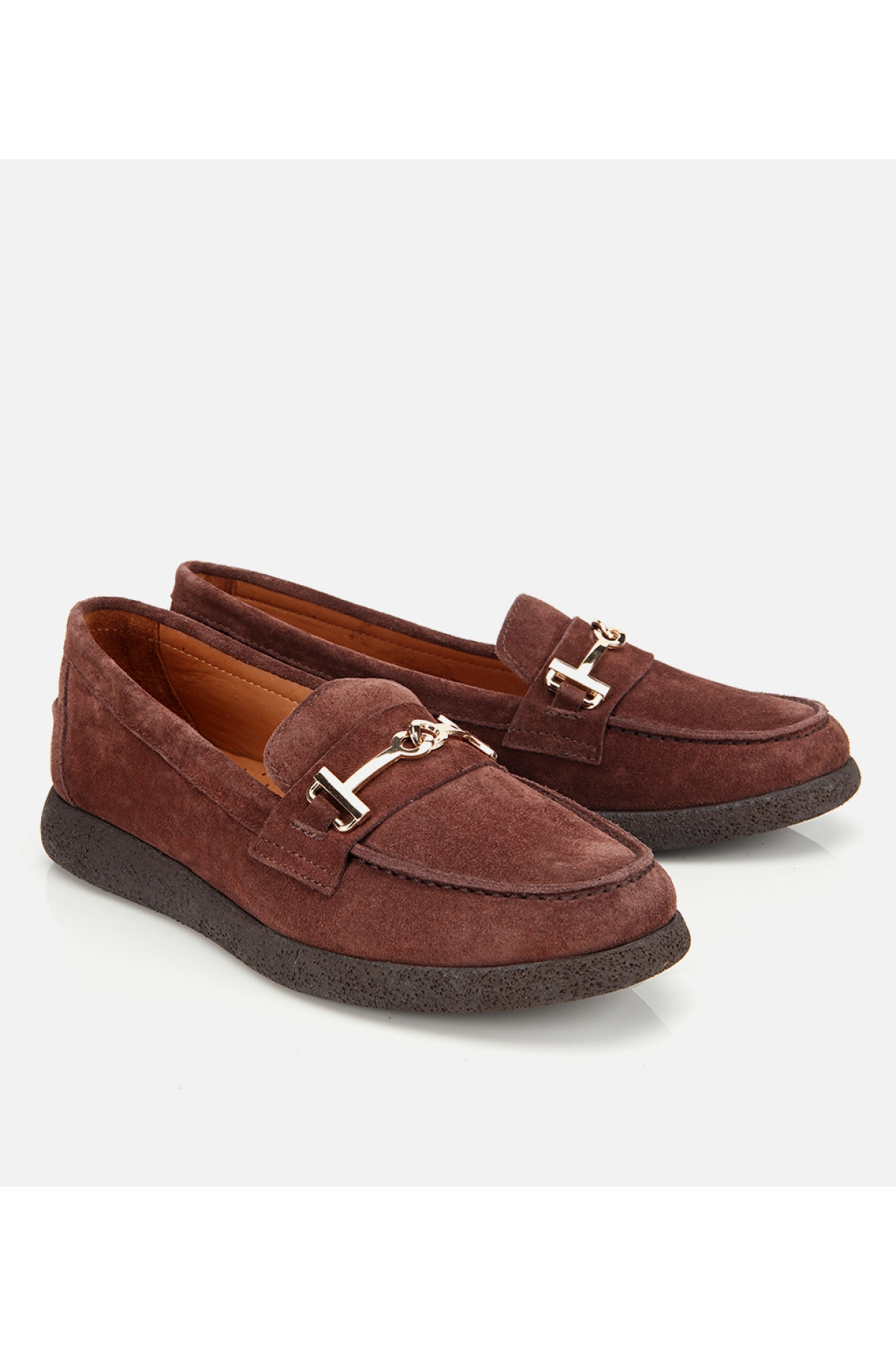 Kadın Süet Deri Kahverengi Yumuşak Tabanlı Comfort Günlük Loafer - Görsel 3
