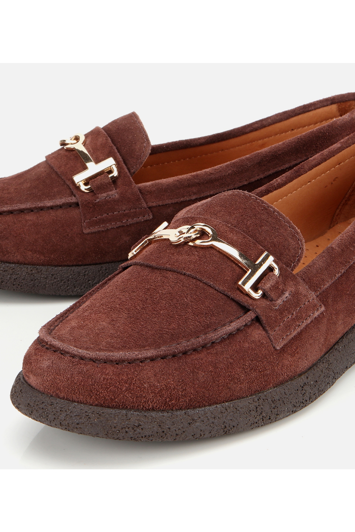 Kadın Süet Deri Kahverengi Yumuşak Tabanlı Comfort Günlük Loafer - Görsel 4