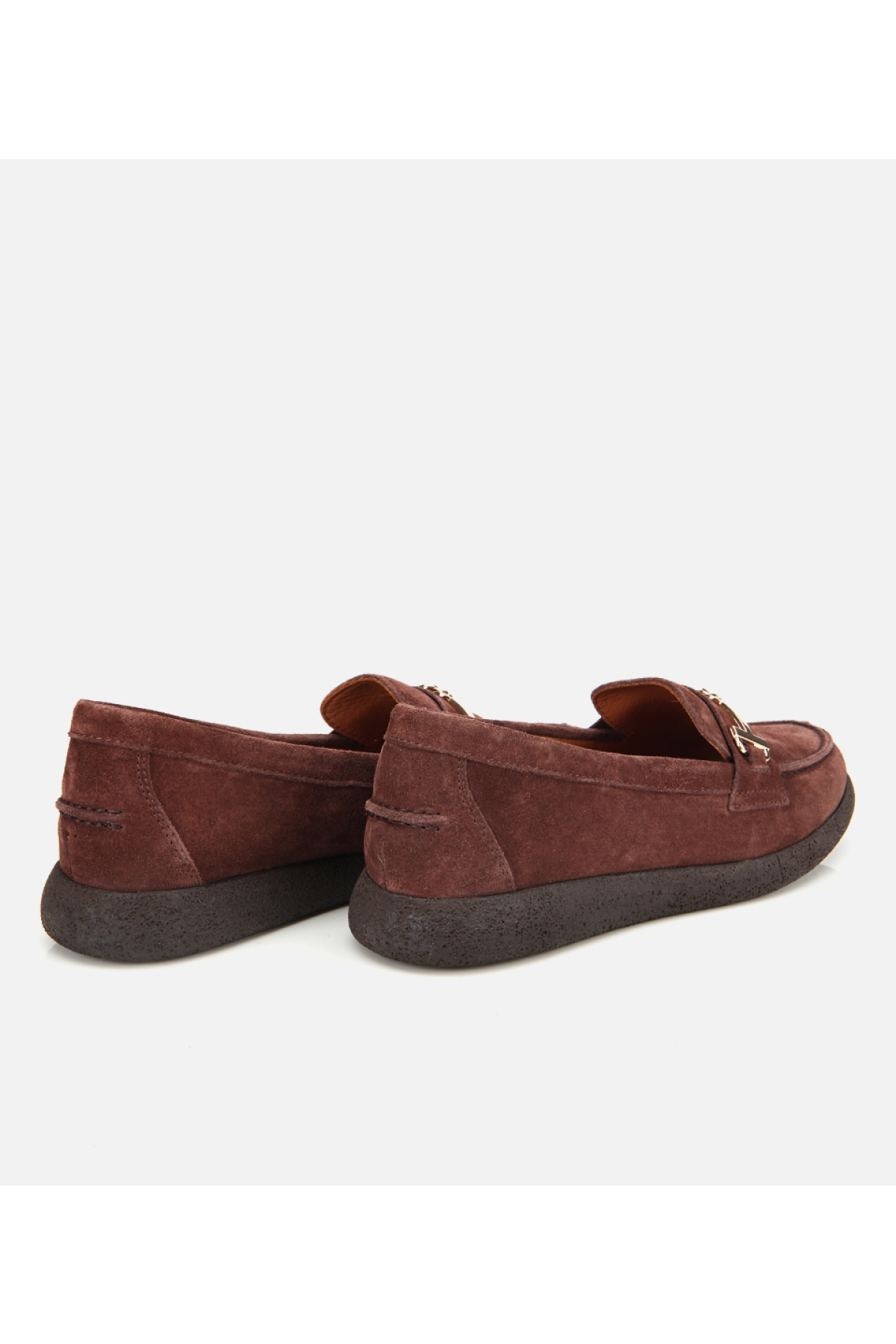 Kadın Süet Deri Kahverengi Yumuşak Tabanlı Comfort Günlük Loafer - Görsel 5