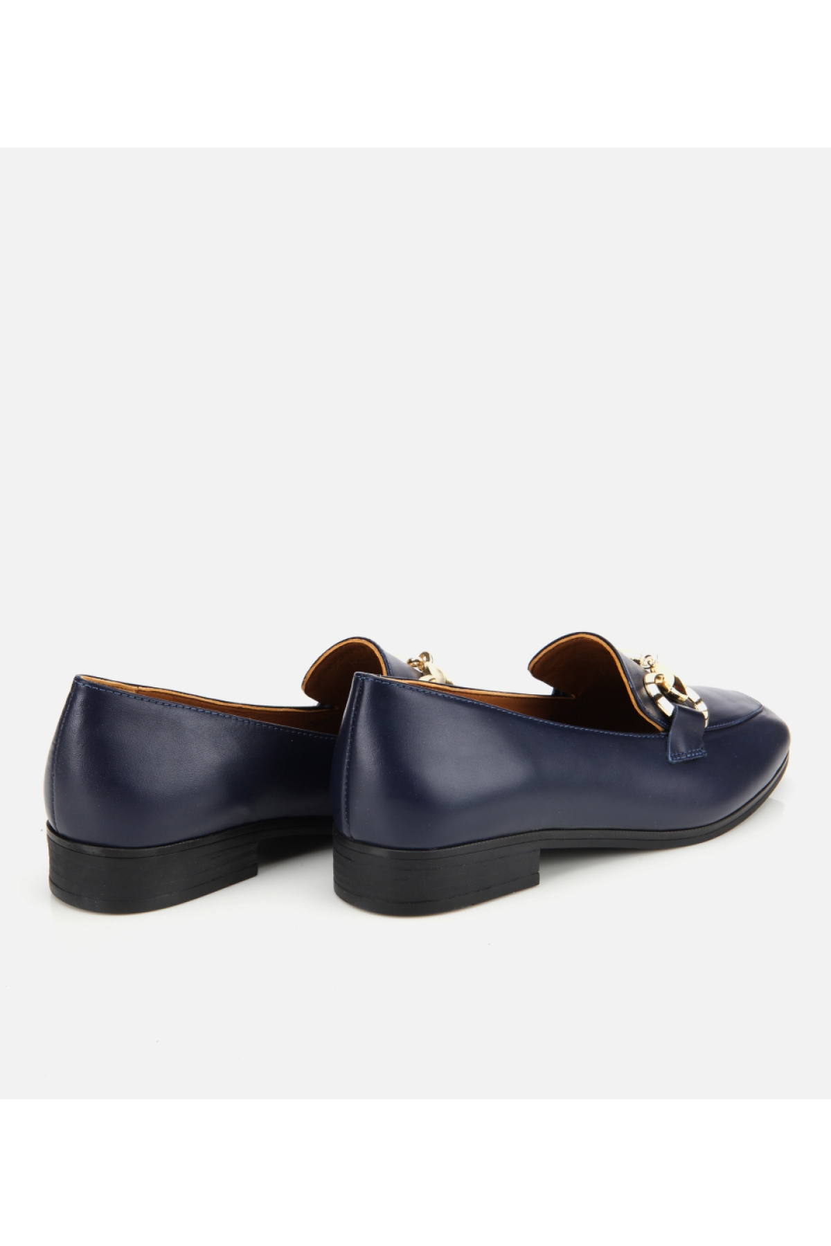 Kadın Deri Lacivert Tokalı Klasik Loafer - Görsel 4