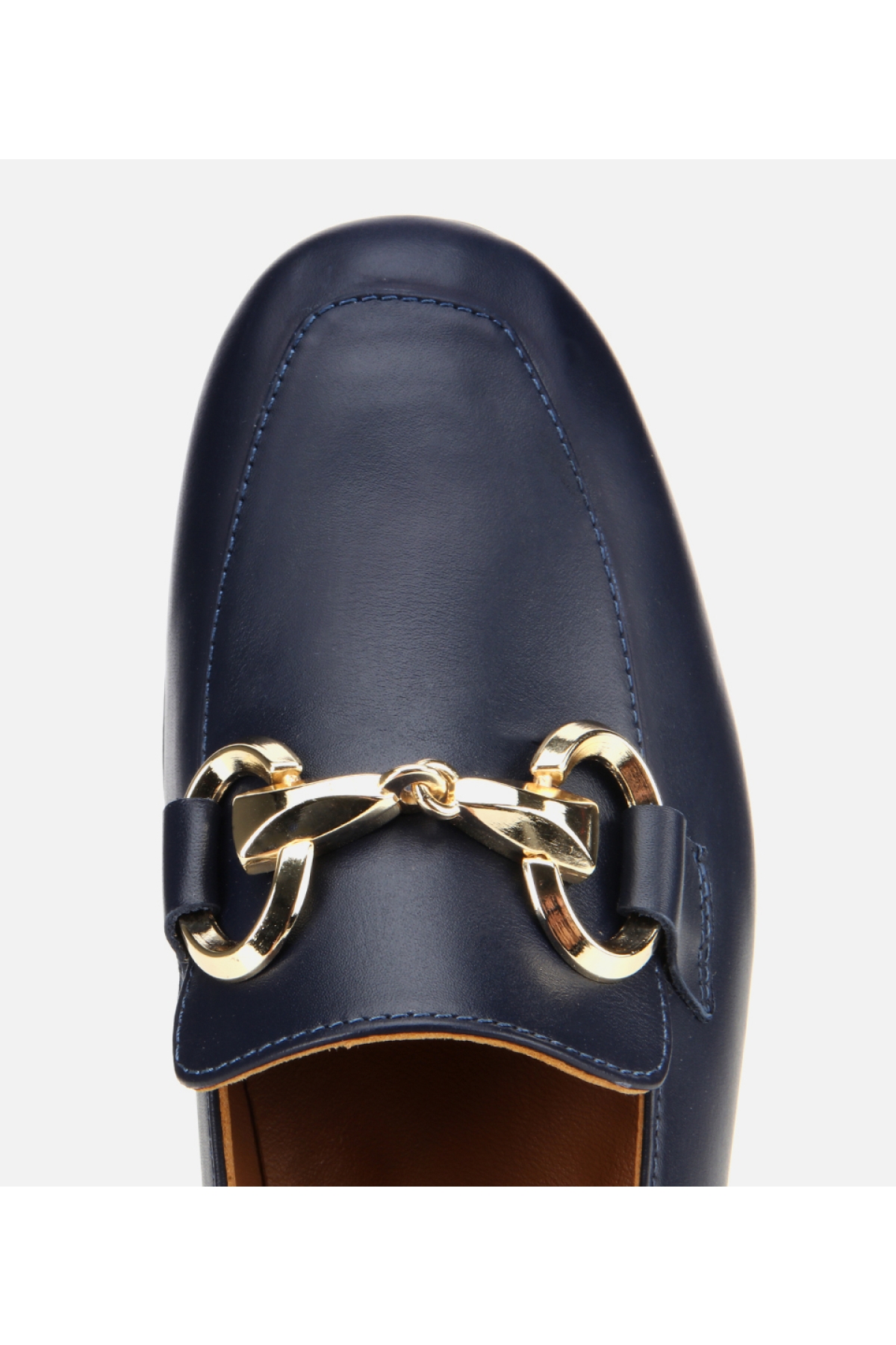 Kadın Deri Lacivert Tokalı Klasik Loafer - Görsel 5