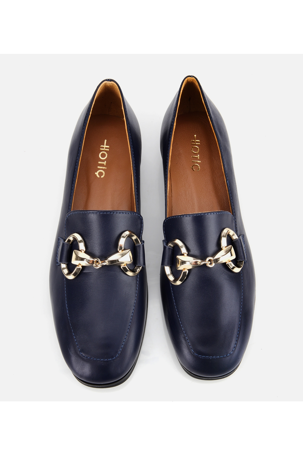 Kadın Deri Lacivert Tokalı Klasik Loafer - Görsel 6