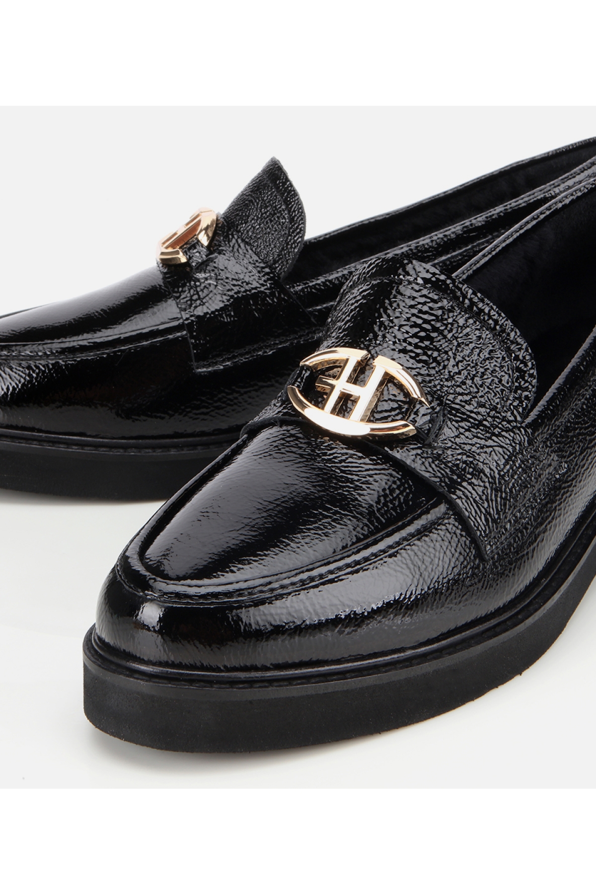 Kadın Rugan Deri Siyah Tokalı Klasik Loafer - Görsel 4