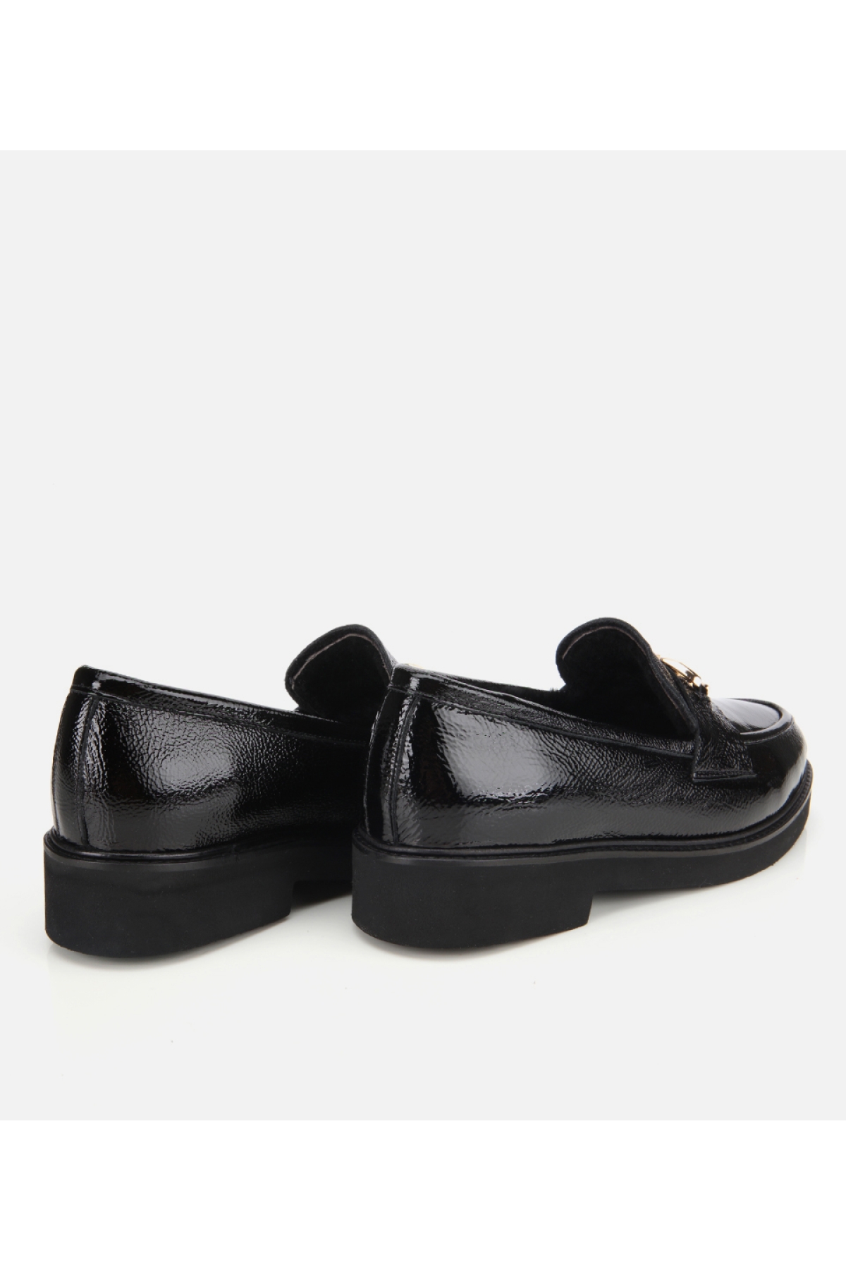 Kadın Rugan Deri Siyah Tokalı Klasik Loafer - Görsel 5