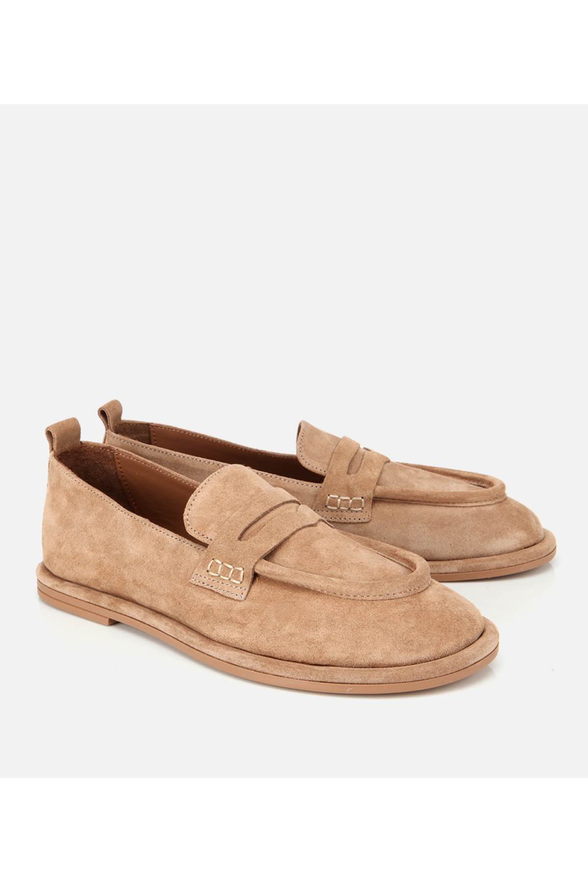 Kadın Deri Bej Yumuşak Dokulu Günlük Loafer - Görsel 3