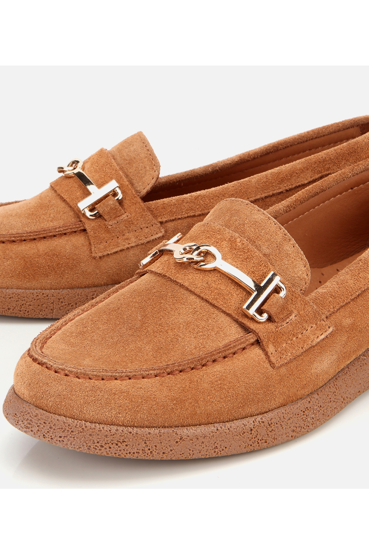 Kadın Süet Deri Taba Yumuşak Tabanlı Comfort Günlük Loafer - Görsel 3