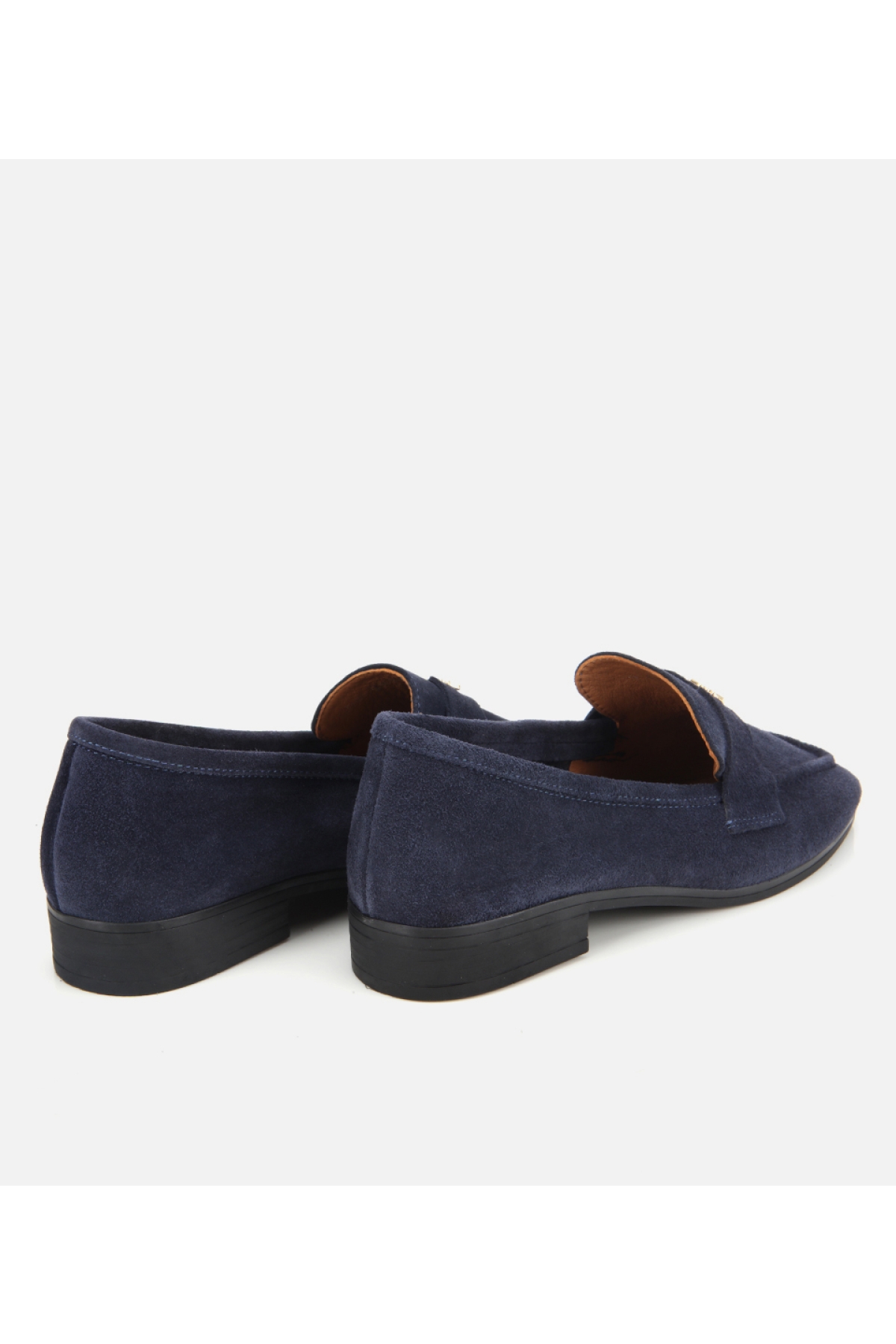 Kadın Süet Deri Lacivert Yumuşak Dokulu Klasik Loafer - Görsel 4