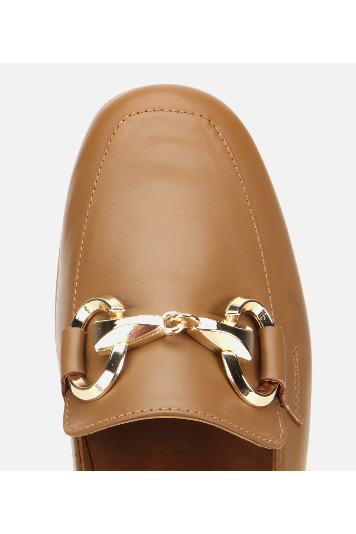 Kadın Deri Kahverengi Tokalı Klasik Loafer - Görsel 5