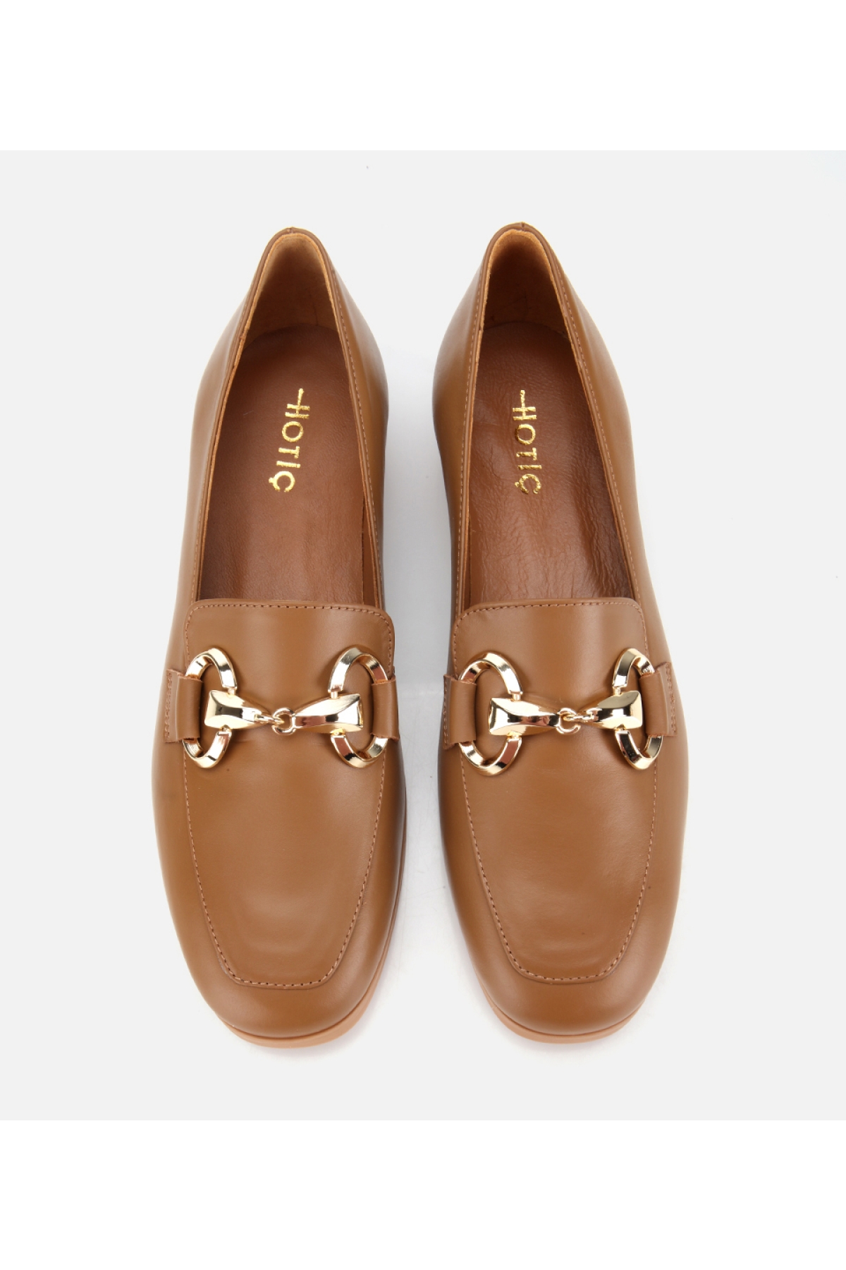 Kadın Deri Kahverengi Tokalı Klasik Loafer - Görsel 6