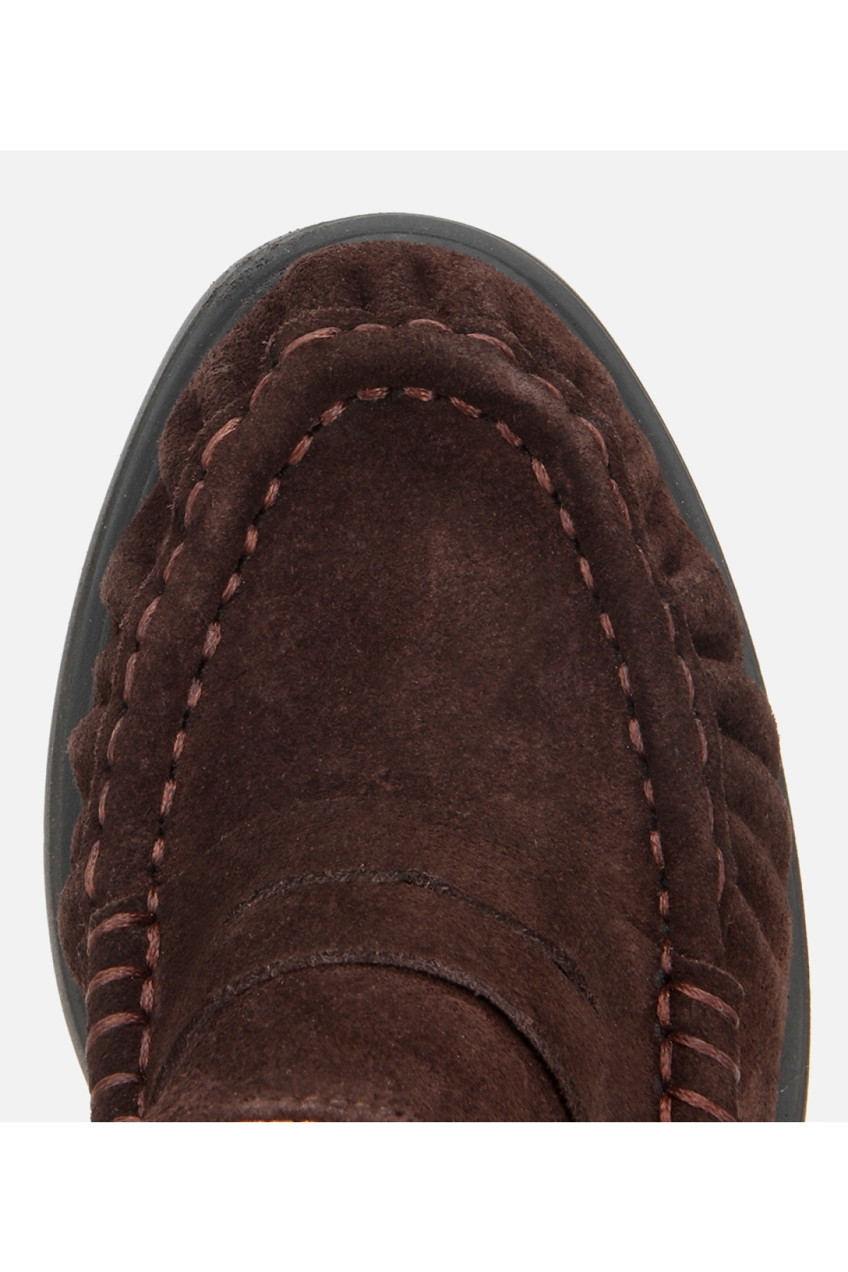 Kadın Süet Deri Kahverengi Kalın Topuklu Klasik Loafer - Görsel 5