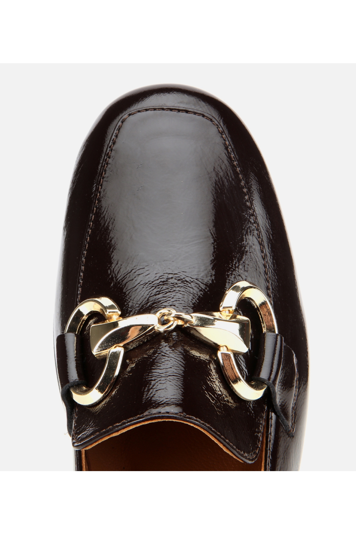 Kadın Rugan Deri Kahverengi Tokalı Klasik Loafer - Görsel 5