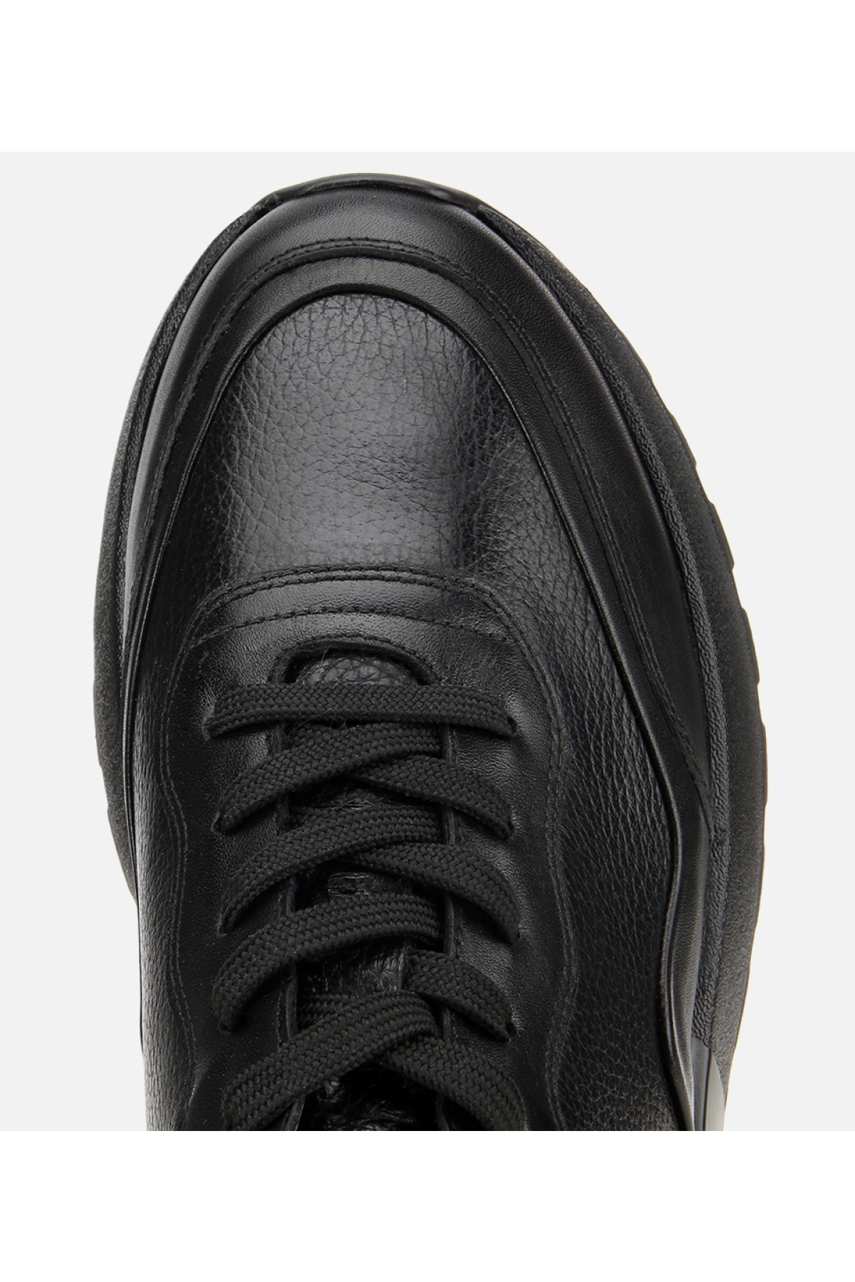 Erkek Deri Siyah Kalın Tabanlı Spor Ayakkabı - Görsel 5