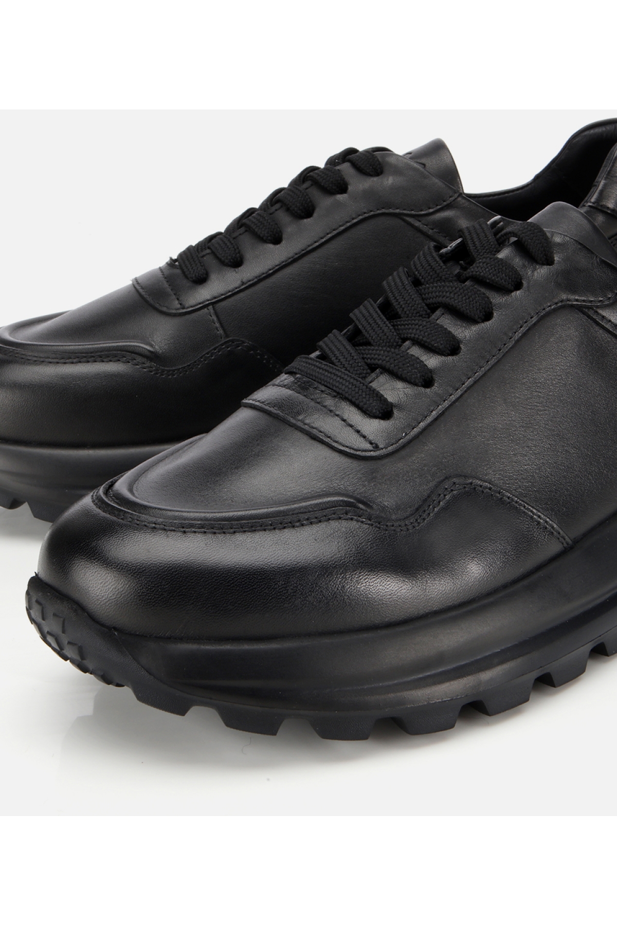 Erkek Deri Siyah Comfort Yüksek Tabanlı Spor Ayakkabı - Görsel 3