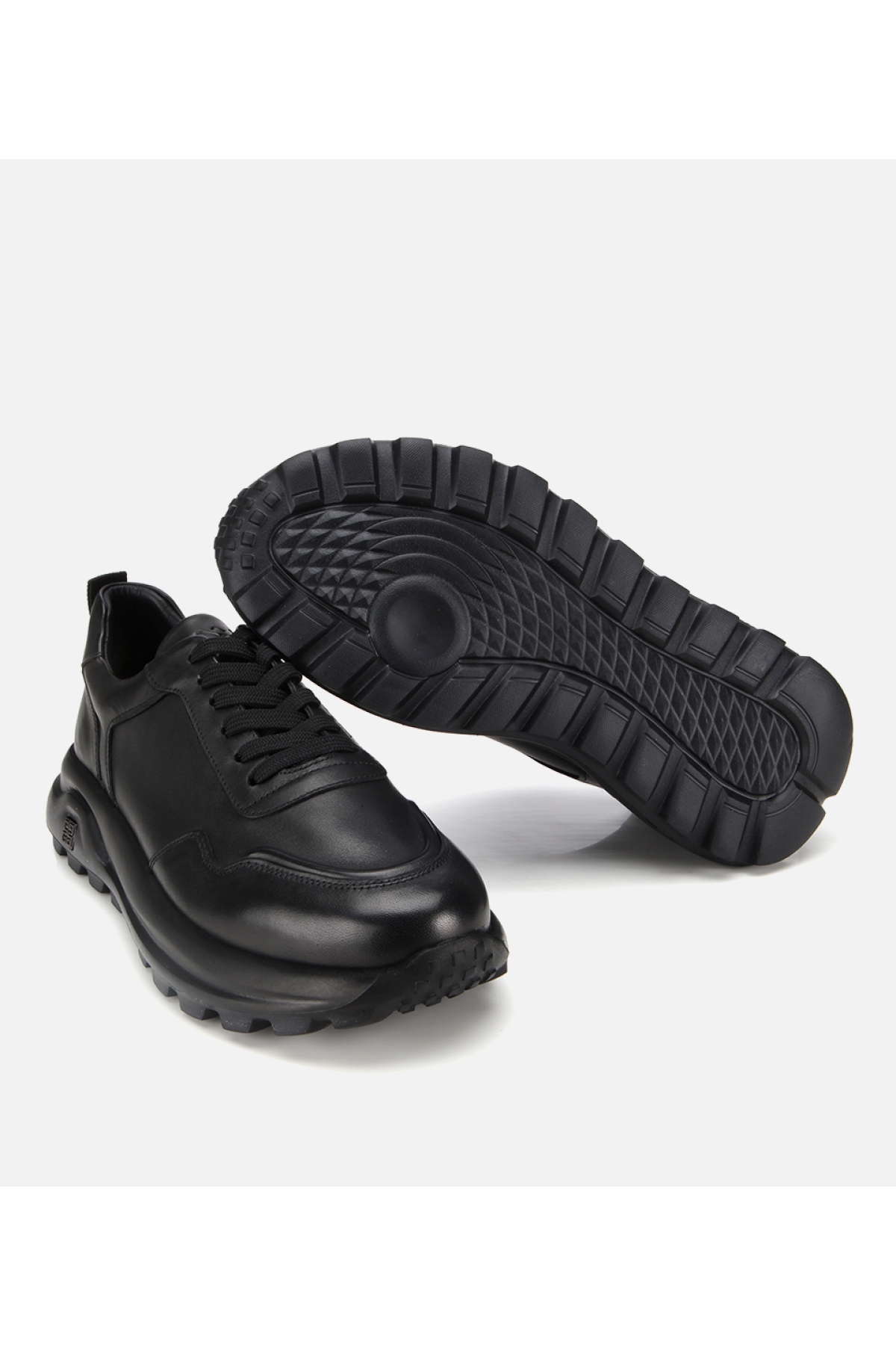 Erkek Deri Siyah Comfort Yüksek Tabanlı Spor Ayakkabı - Görsel 6