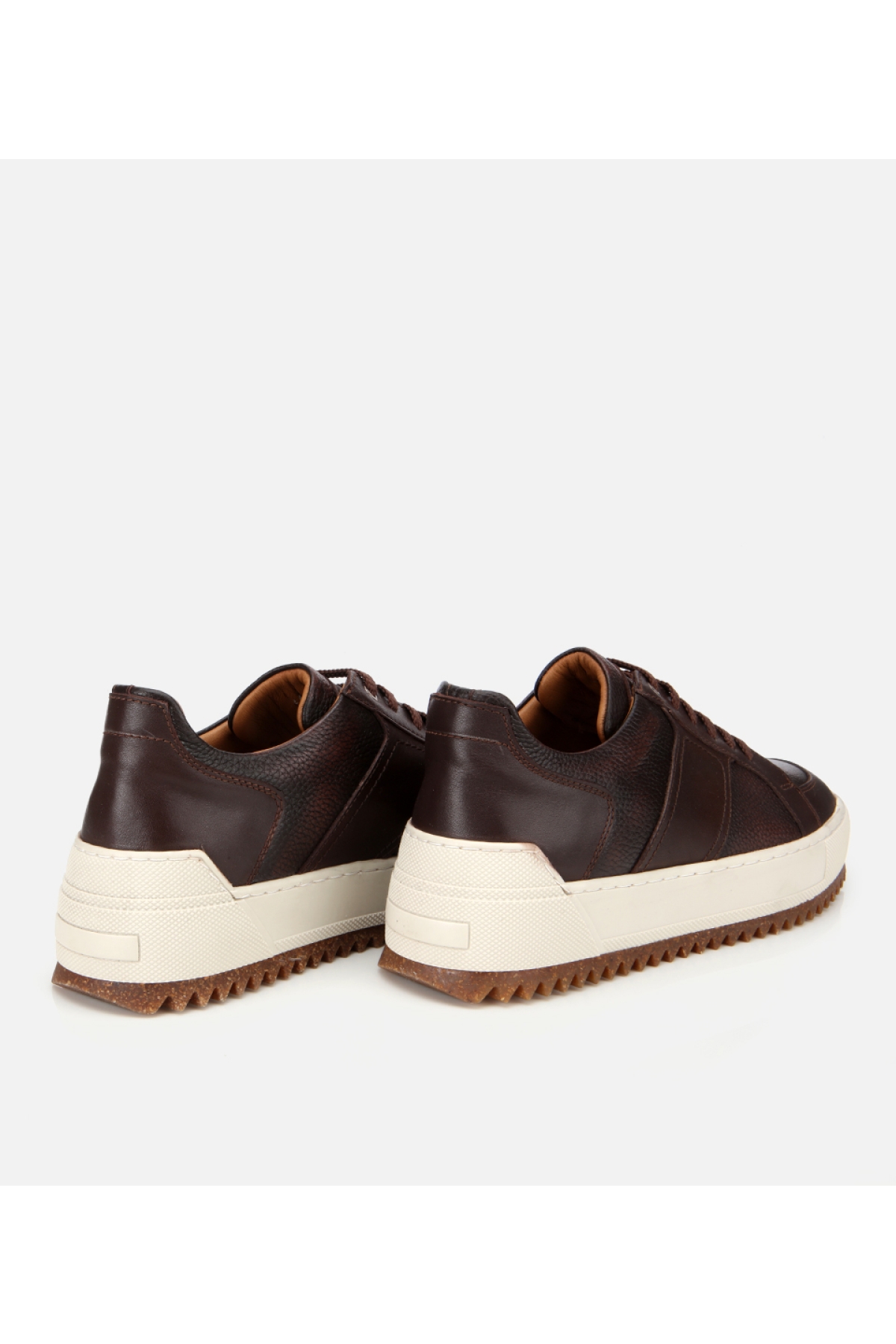 Erkek Deri Kahverengi Yumuşak Dokulu Kalın Tabanlı Spor Ayakkabı - Görsel 4