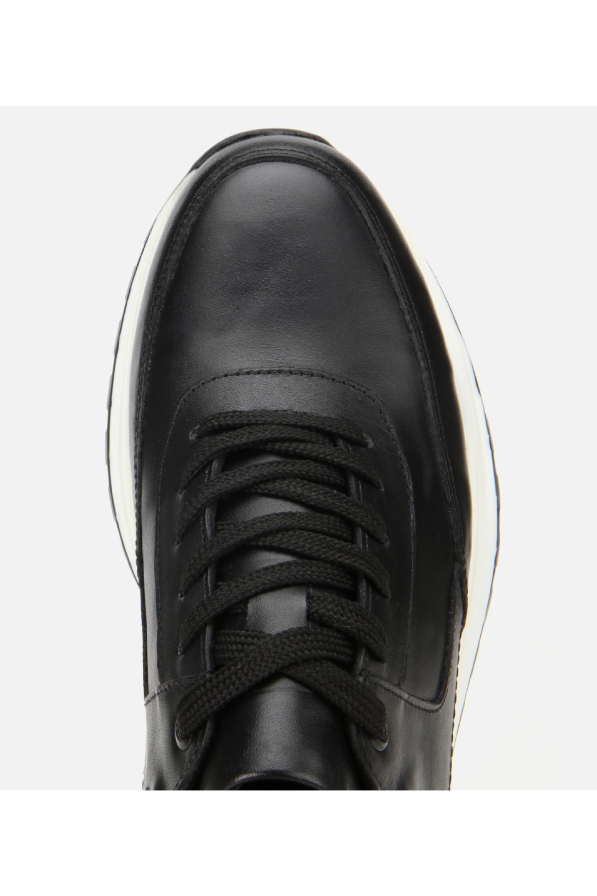 Erkek Deri Siyah Metal Detaylı Spor Ayakkabı - Görsel 5