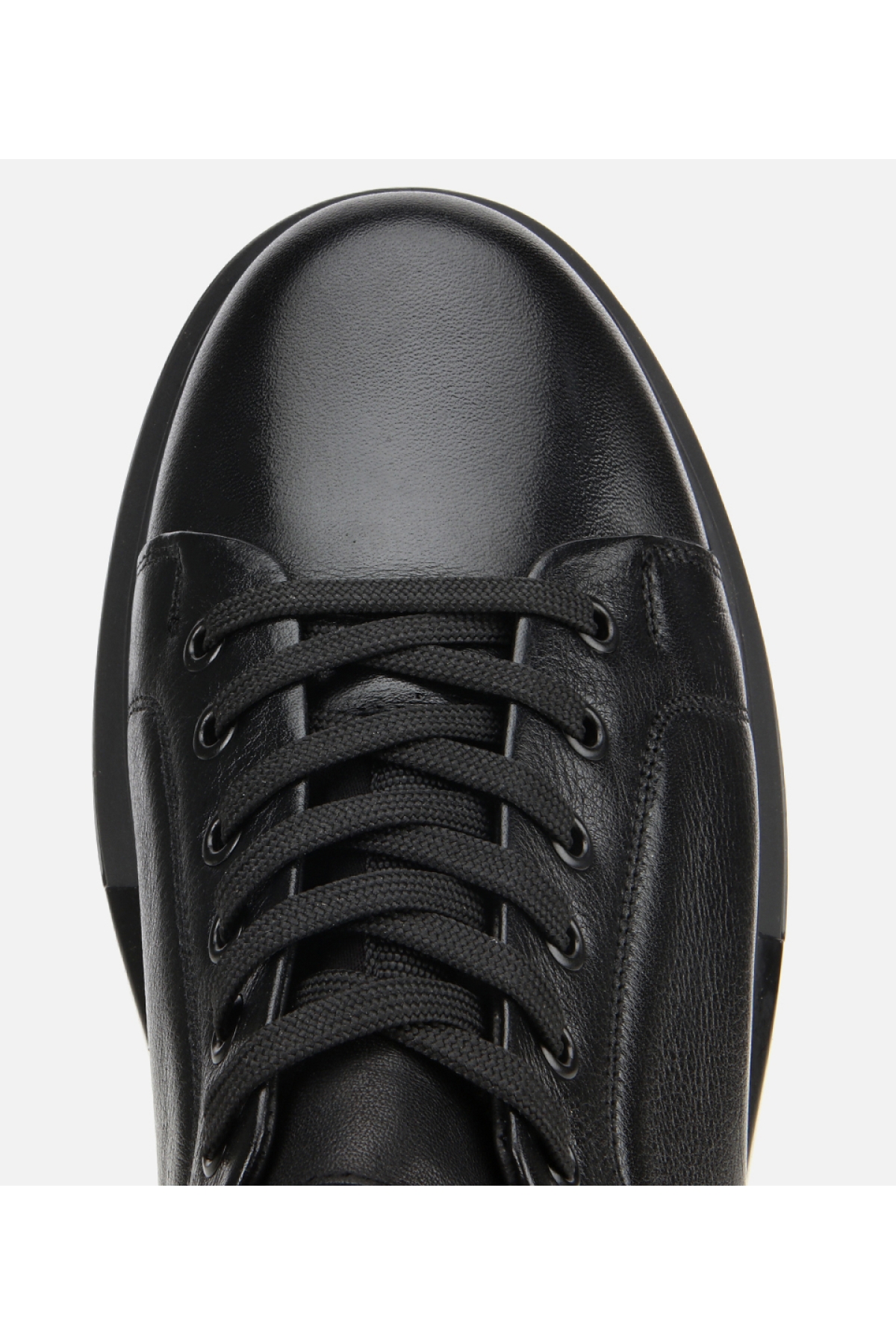 Erkek Deri Siyah Kalın Tabanlı Spor Ayakkabı - Görsel 5