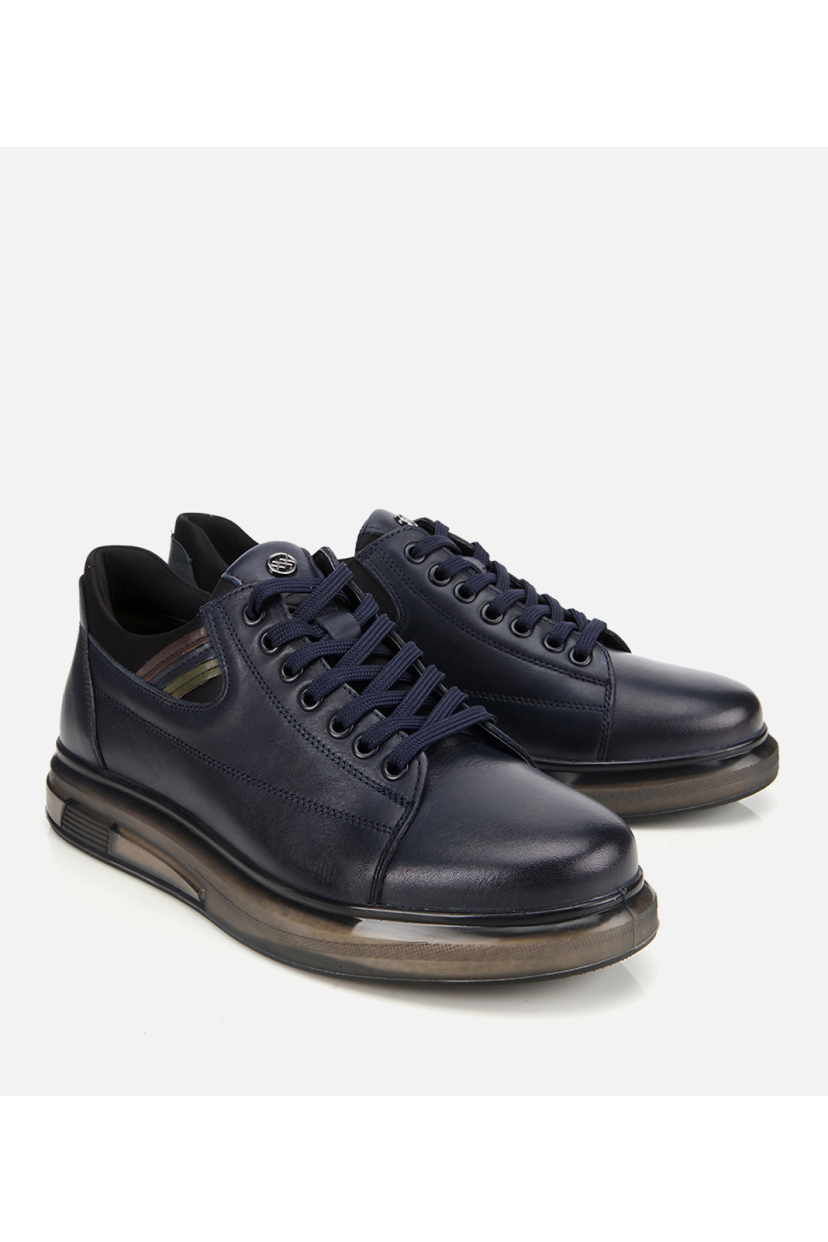 Erkek Deri Lacivert Yumuşak Dokulu Esnek Tabanlı Spor Ayakkabı - Görsel 2