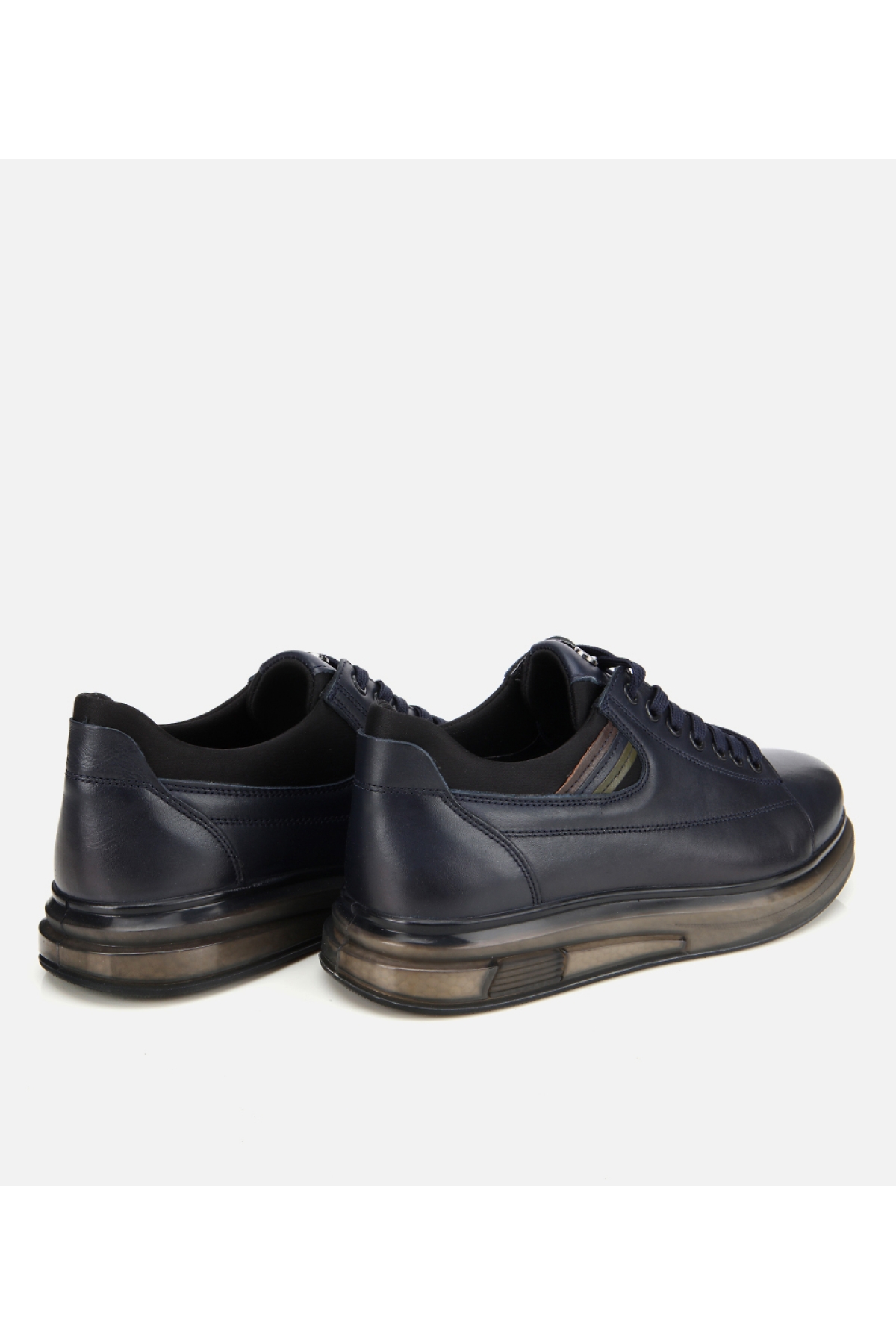 Erkek Deri Lacivert Yumuşak Dokulu Esnek Tabanlı Spor Ayakkabı - Görsel 4