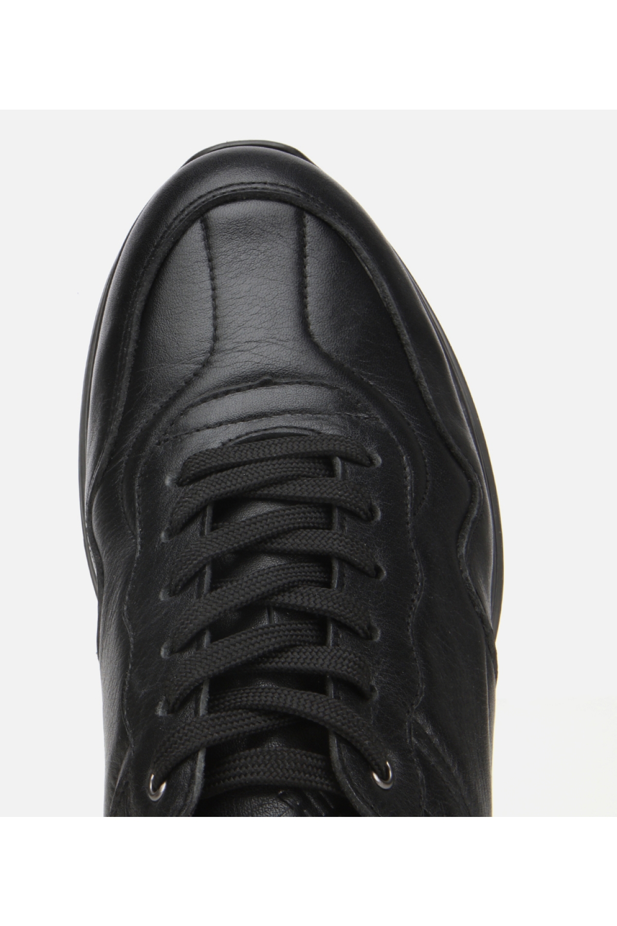 Erkek Deri Siyah Dikiş Detaylı Comfort Spor Ayakkabı - Görsel 5