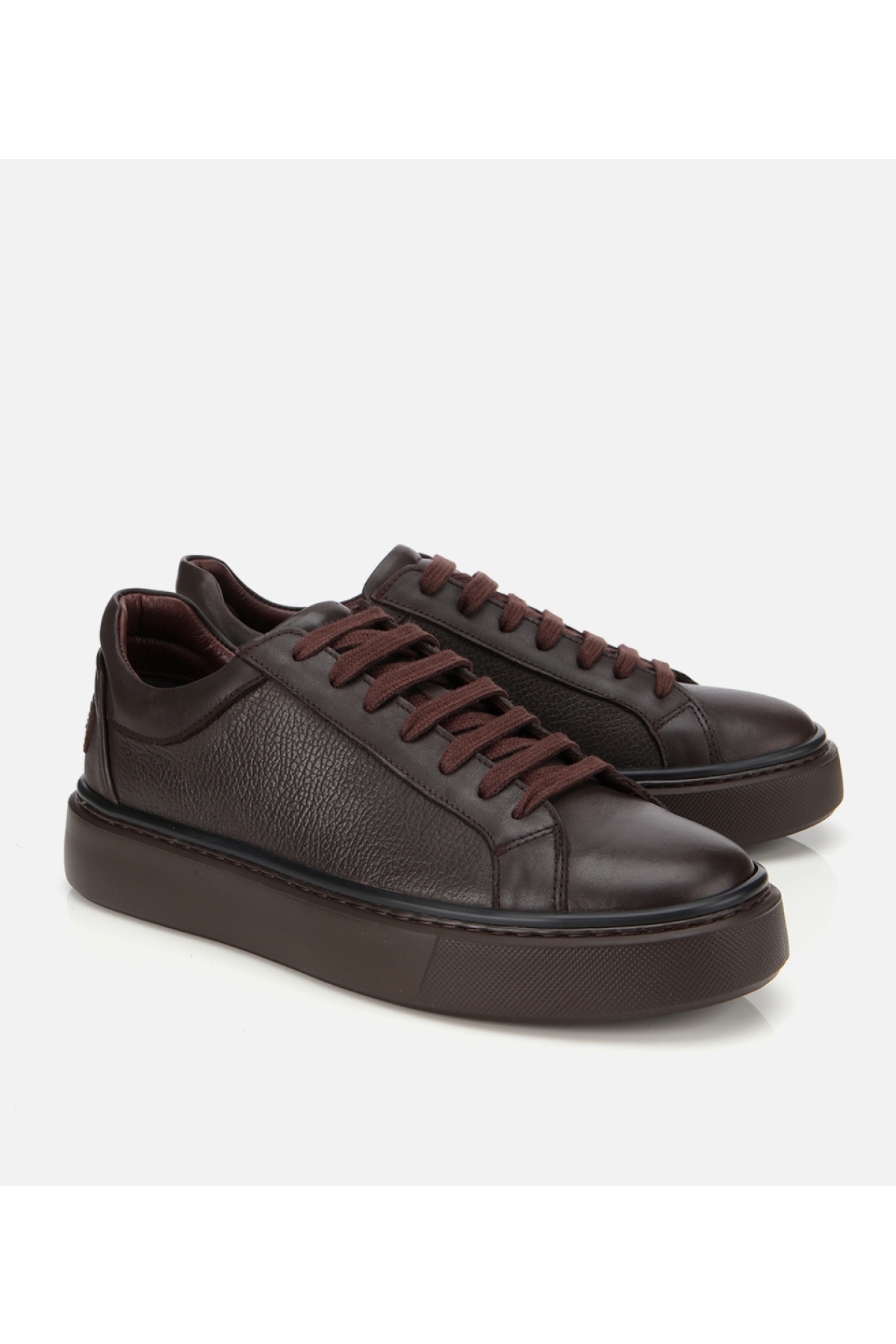 Erkek Deri Kahverengi Kalın Tabanlı Spor Ayakkabı - Görsel 2