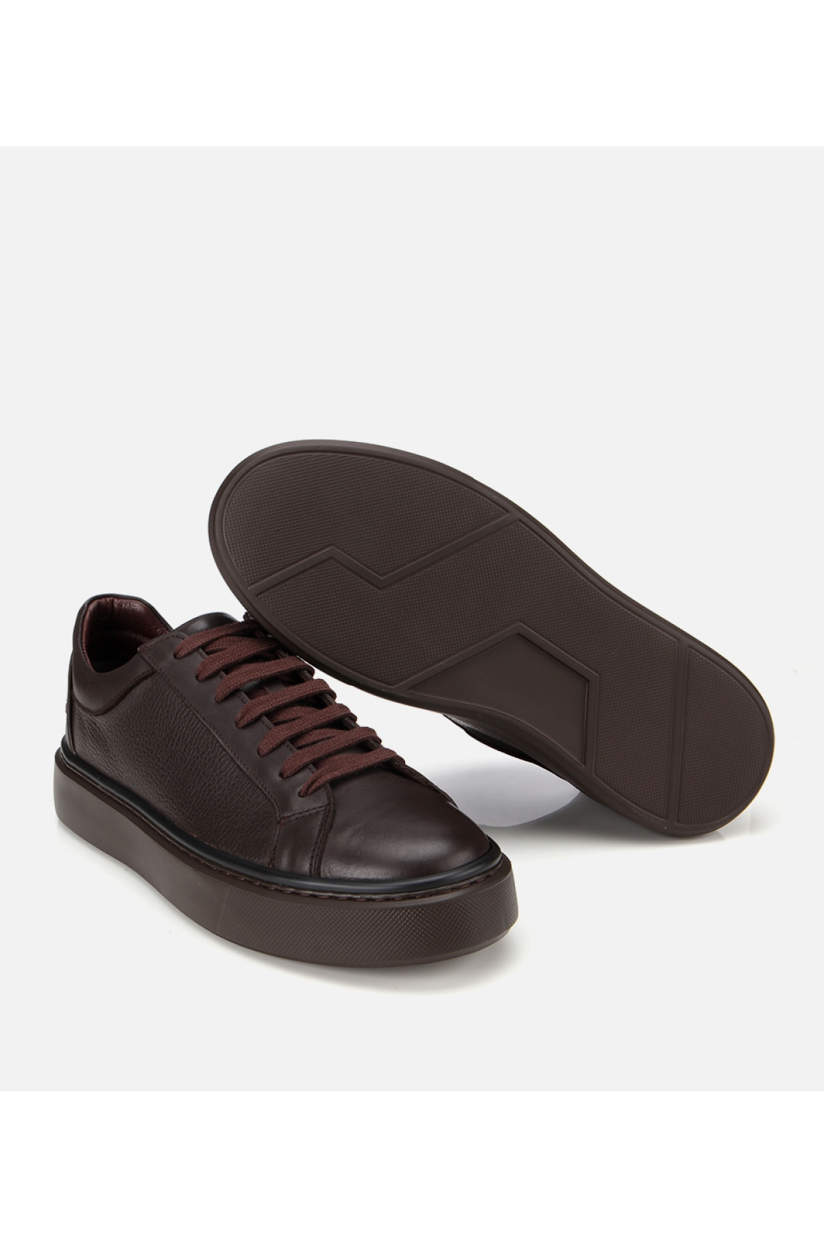Erkek Deri Kahverengi Kalın Tabanlı Spor Ayakkabı - Görsel 6
