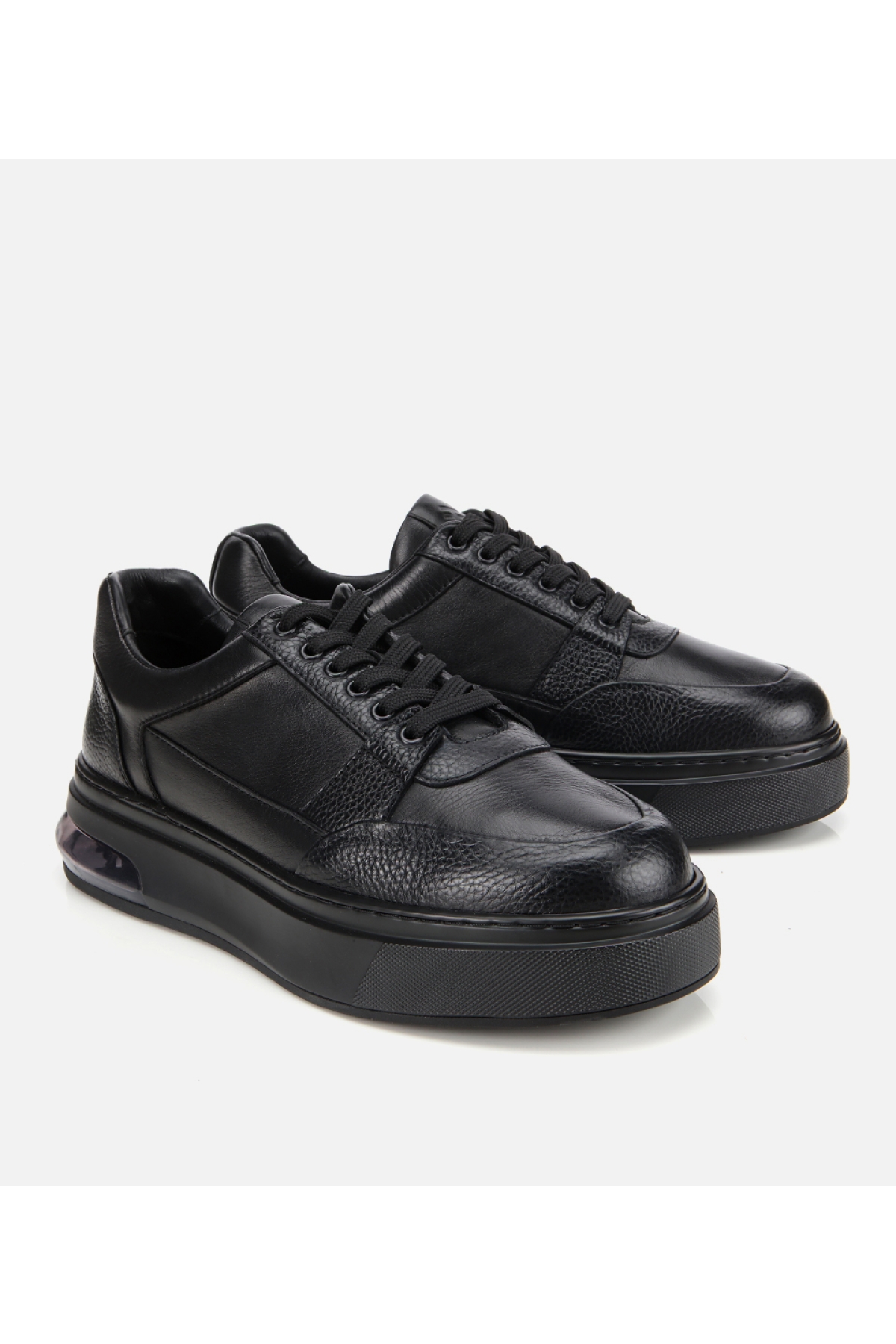 Erkek Deri Siyah Esnek Tabanlı Comfort Spor Ayakkabı - Görsel 2