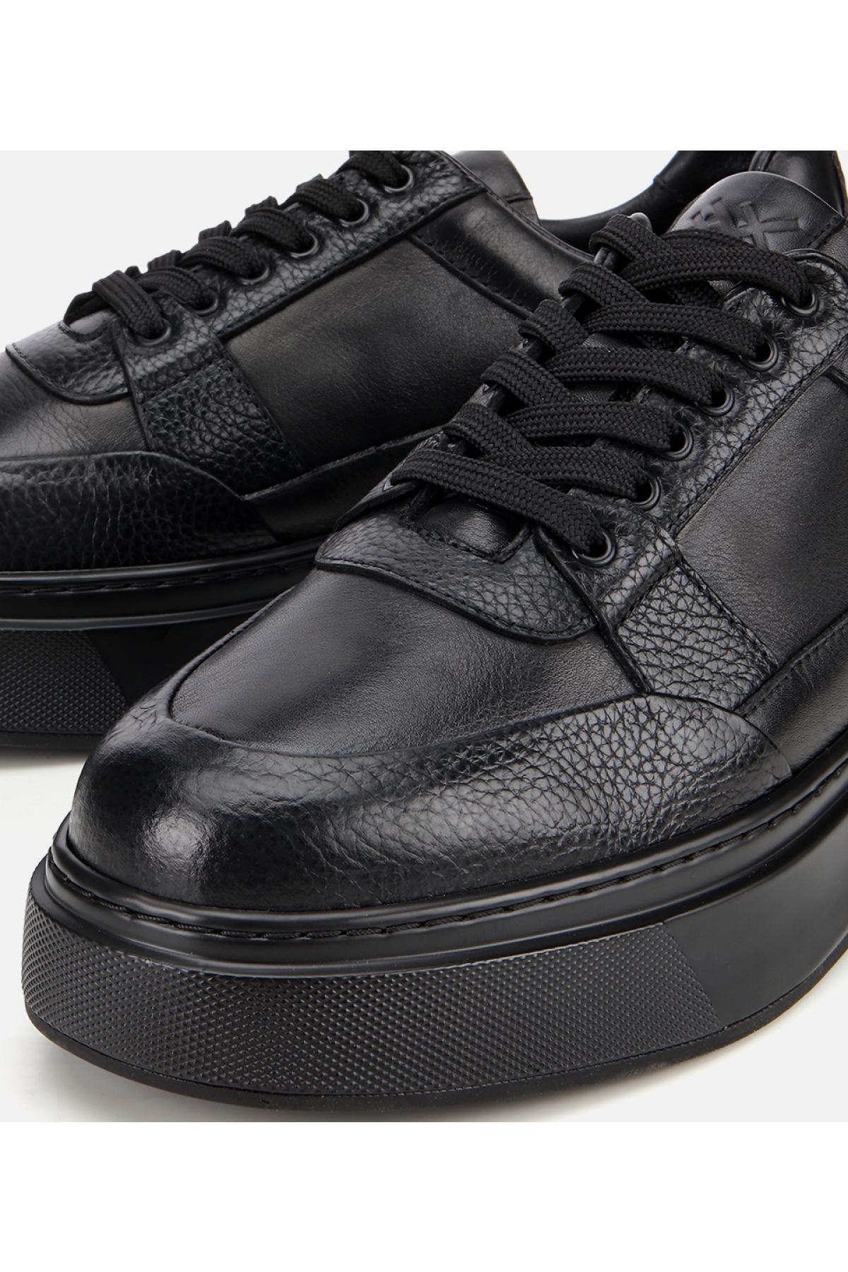 Erkek Deri Siyah Esnek Tabanlı Comfort Spor Ayakkabı - Görsel 3