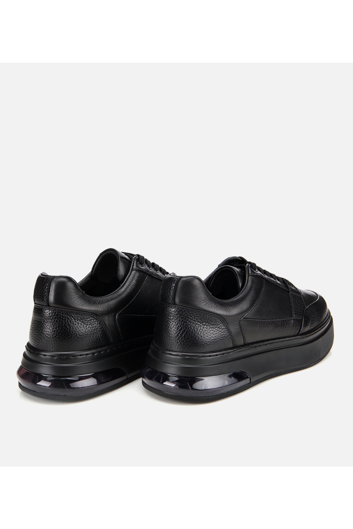 Erkek Deri Siyah Esnek Tabanlı Comfort Spor Ayakkabı - Görsel 4