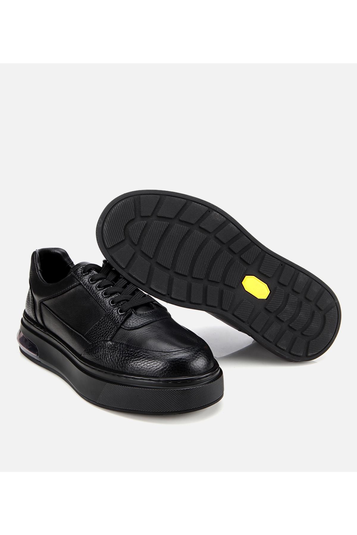 Erkek Deri Siyah Esnek Tabanlı Comfort Spor Ayakkabı - Görsel 6