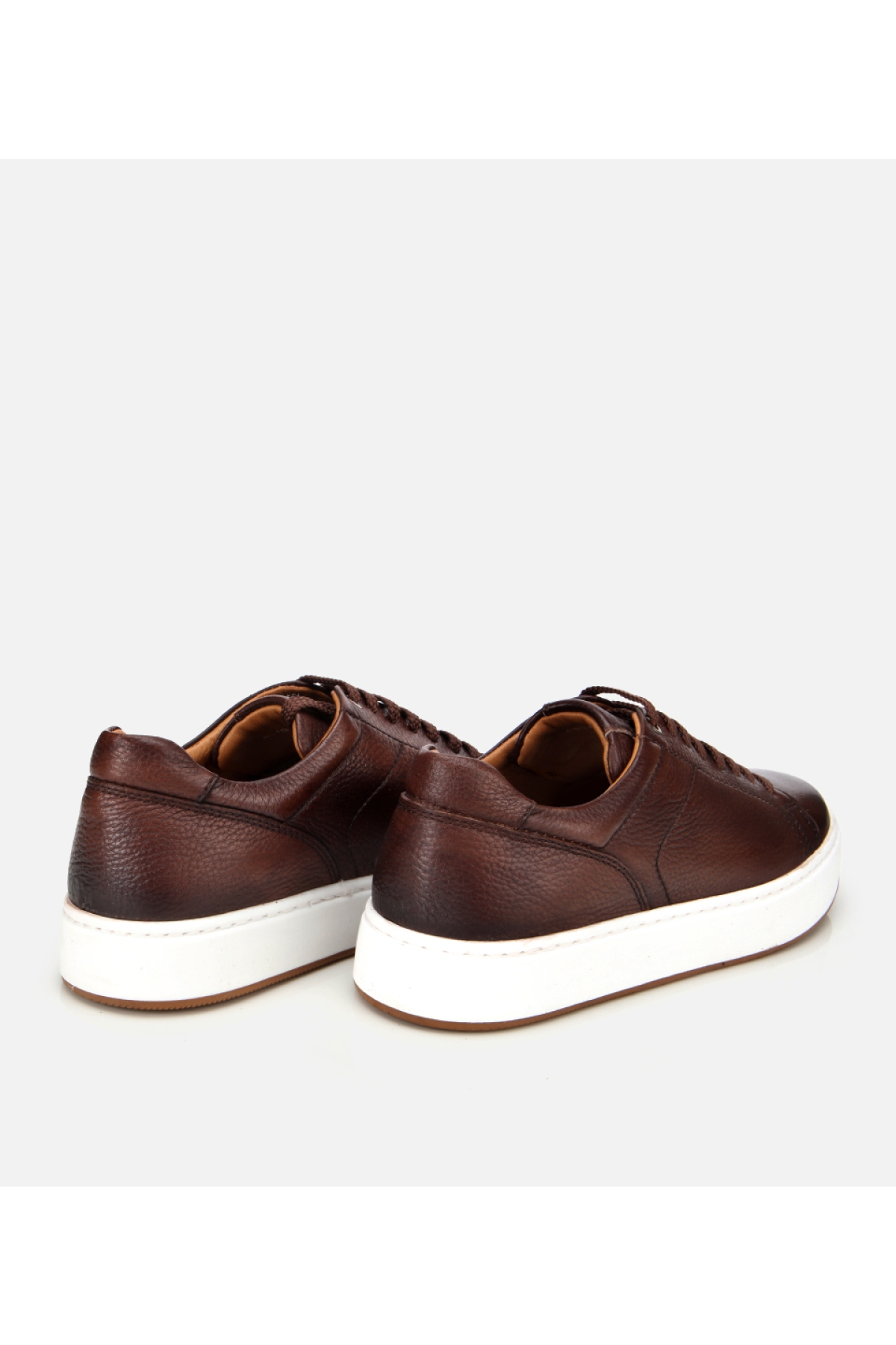 Erkek Deri Kahverengi Kalın Tabanlı Spor Ayakkabı - Görsel 4