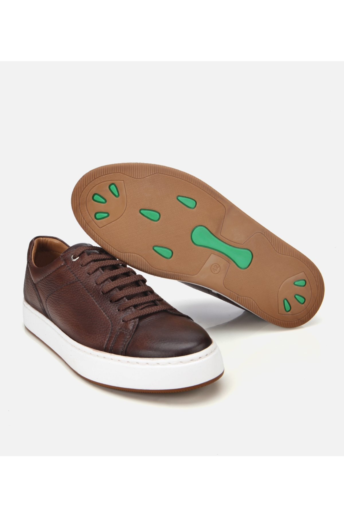 Erkek Deri Kahverengi Kalın Tabanlı Spor Ayakkabı - Görsel 6