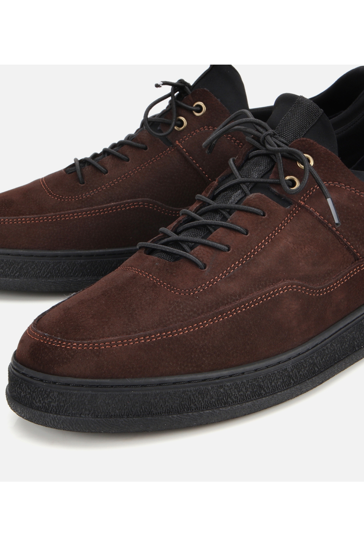 Erkek Nubuk Deri Kahverengi Rahat Tabanlı Comfort Spor Ayakkabı - Görsel 3