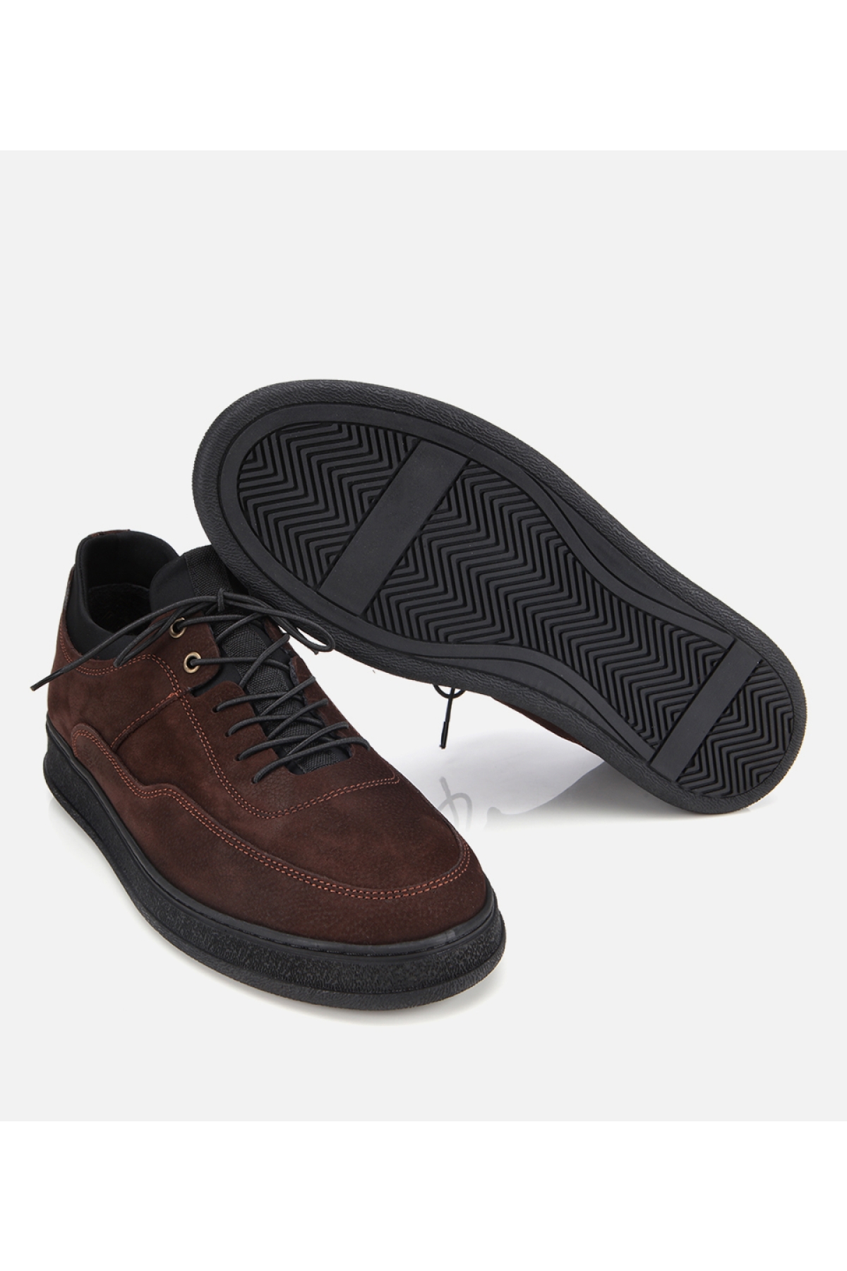 Erkek Nubuk Deri Kahverengi Rahat Tabanlı Comfort Spor Ayakkabı - Görsel 6