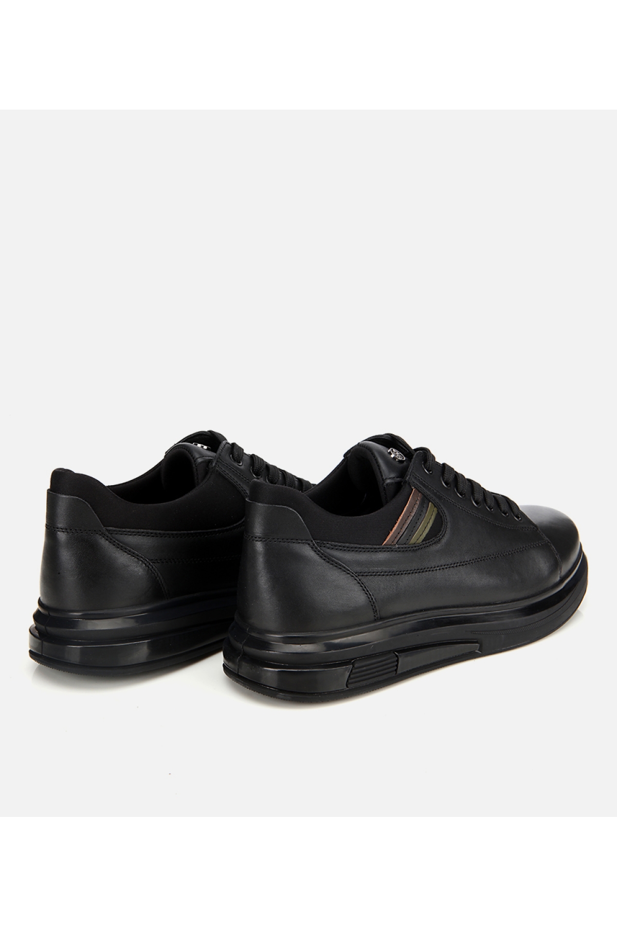 Erkek Deri Siyah Yumuşak Dokulu Esnek Tabanlı Spor Ayakkabı - Görsel 4