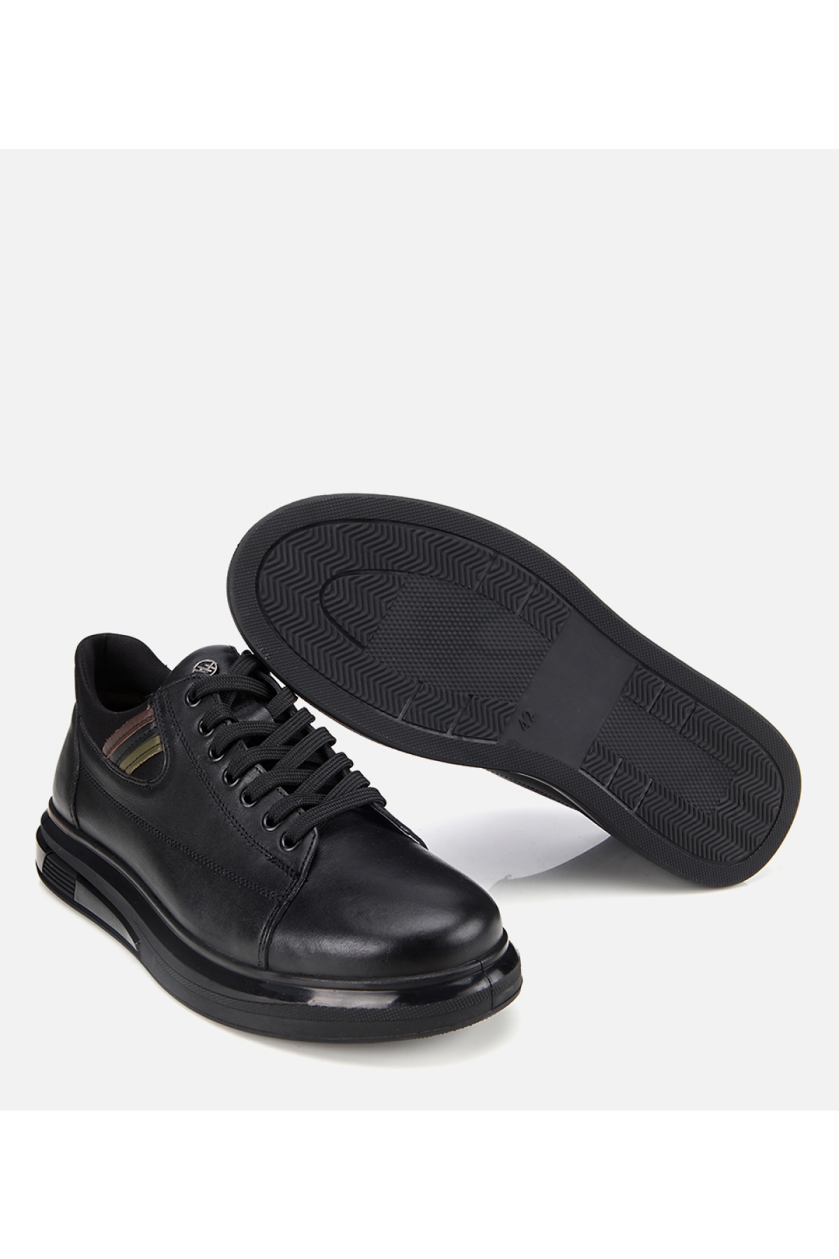 Erkek Deri Siyah Yumuşak Dokulu Esnek Tabanlı Spor Ayakkabı - Görsel 6