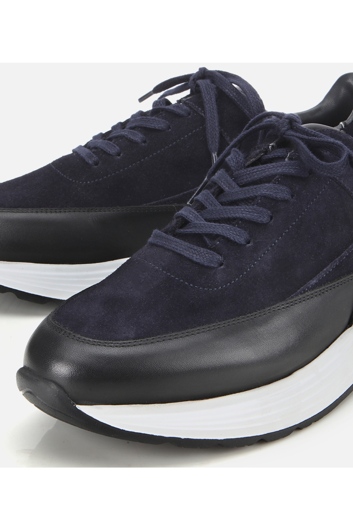 Erkek Süet Deri Lacivert Kalın Tabanlı Spor Ayakkabı - Görsel 3