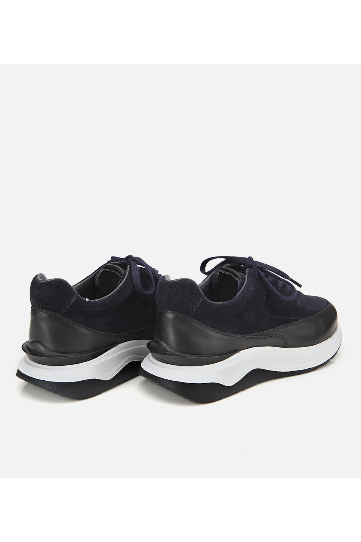 Erkek Süet Deri Lacivert Kalın Tabanlı Spor Ayakkabı - Görsel 4