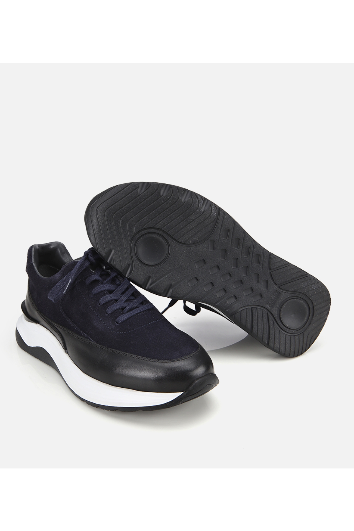 Erkek Süet Deri Lacivert Kalın Tabanlı Spor Ayakkabı - Görsel 6