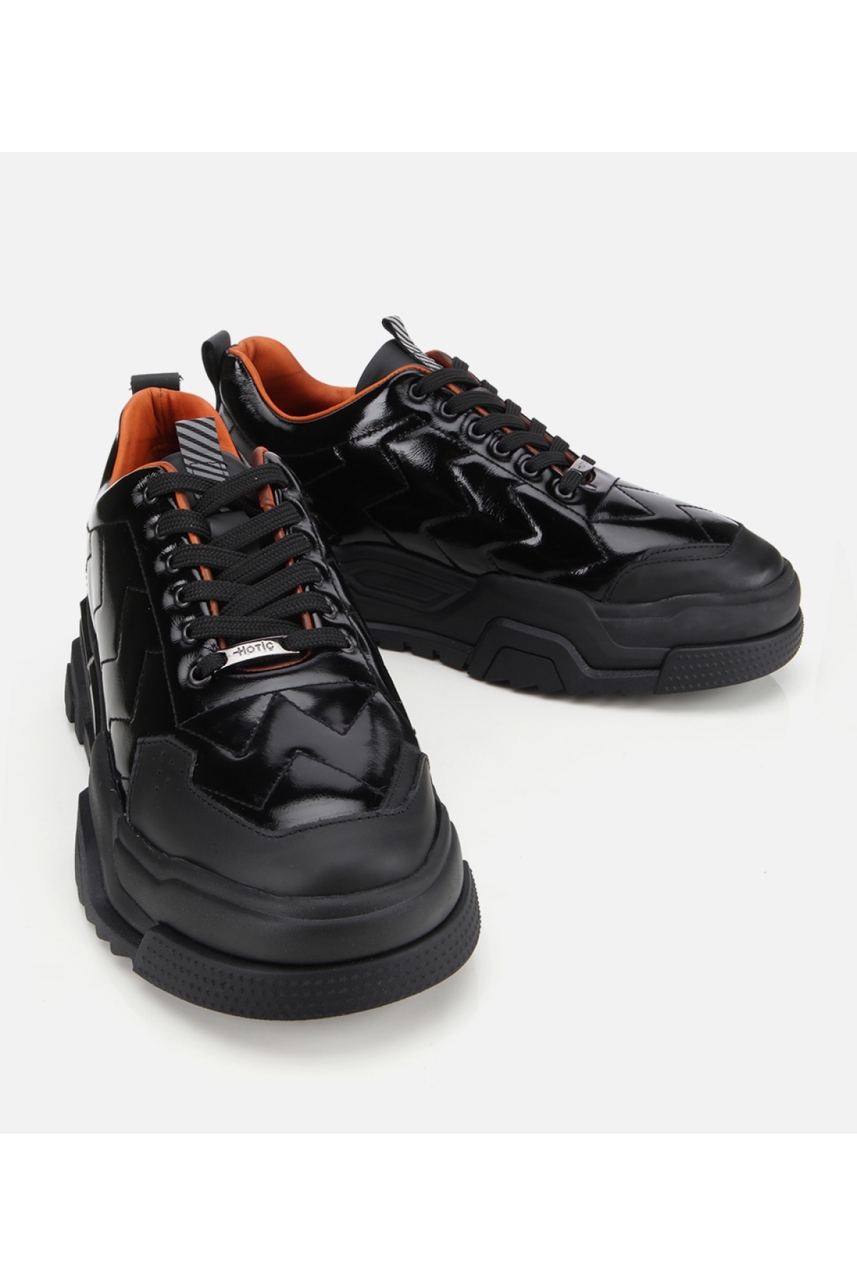 Erkek Deri Rugan Siyah Yüksek Tabanlı Spor Ayakkabı - Görsel 2