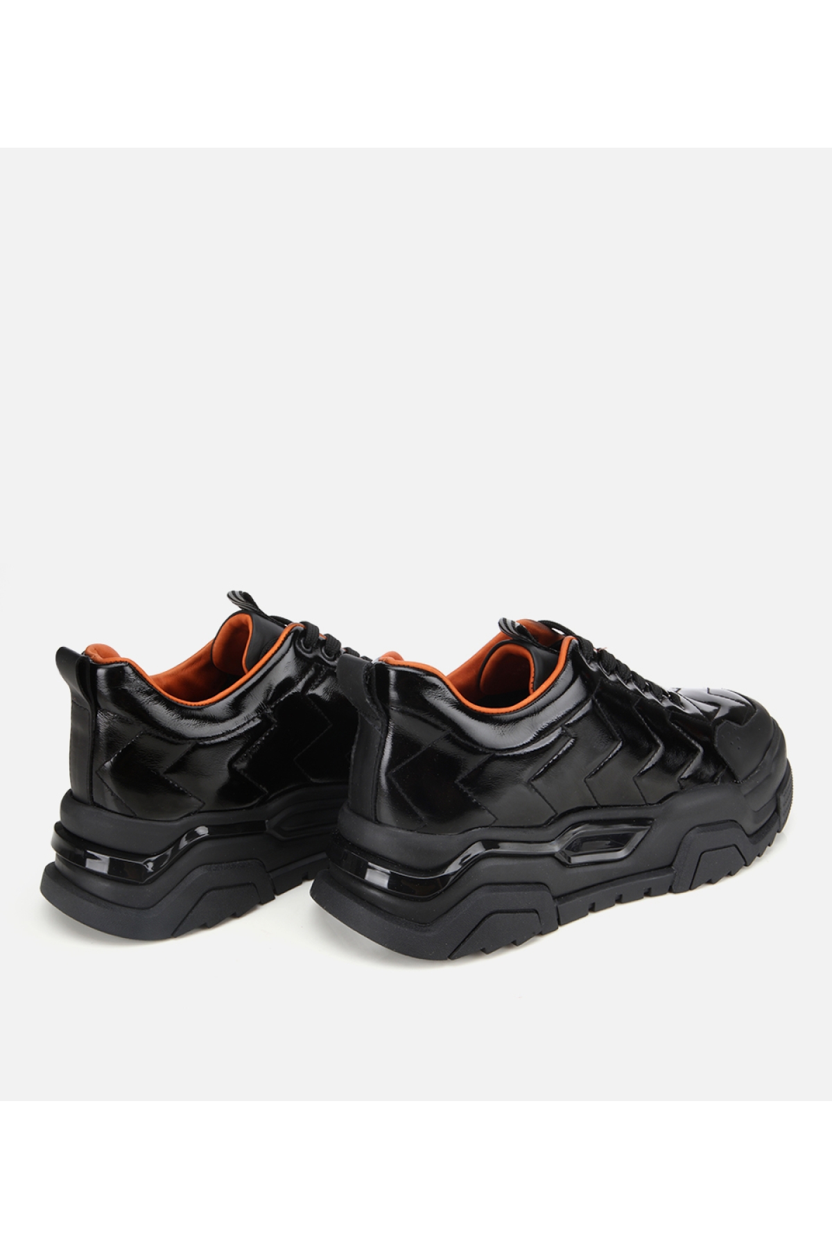 Erkek Deri Rugan Siyah Yüksek Tabanlı Spor Ayakkabı - Görsel 4