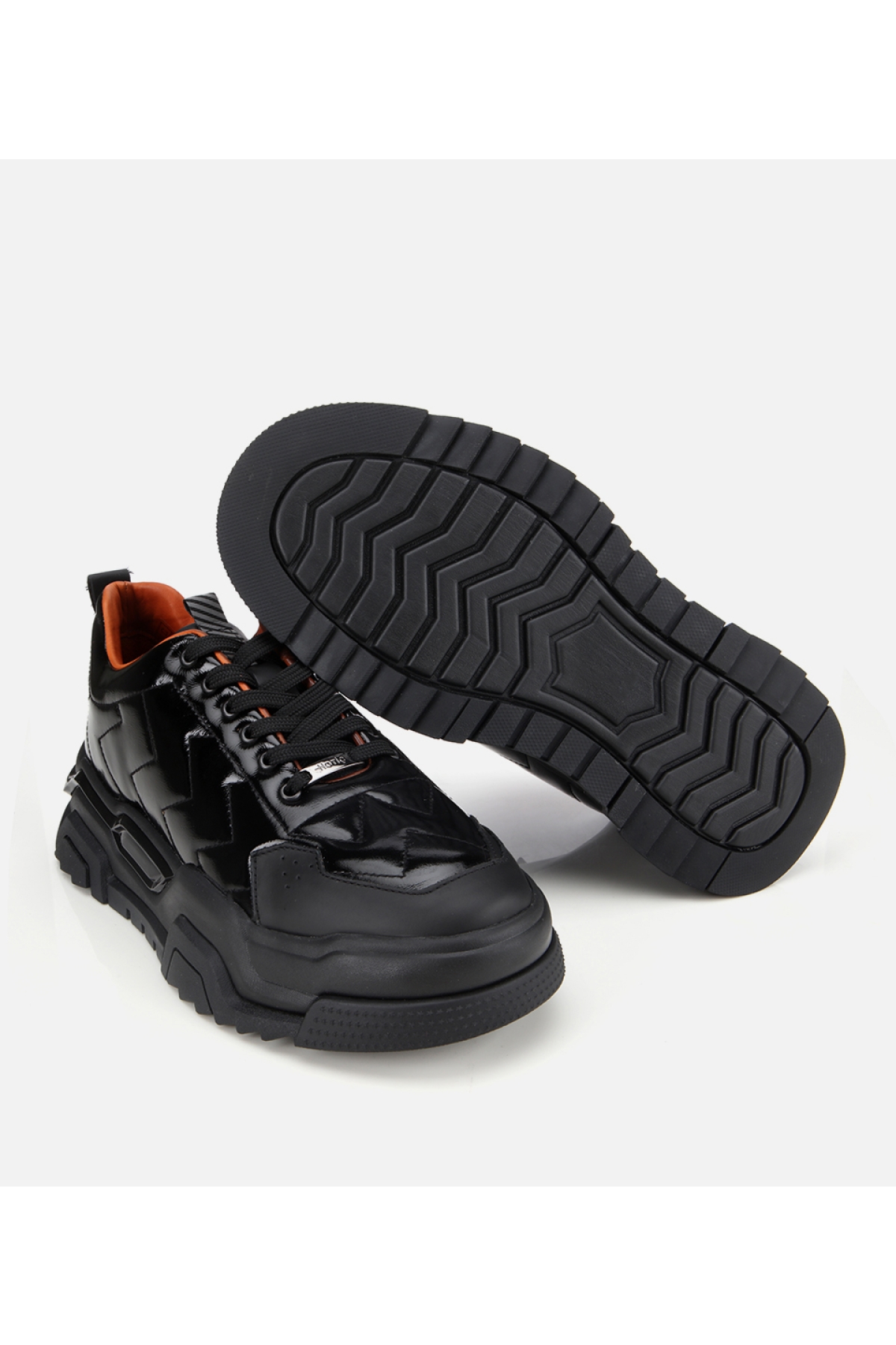 Erkek Deri Rugan Siyah Yüksek Tabanlı Spor Ayakkabı - Görsel 6