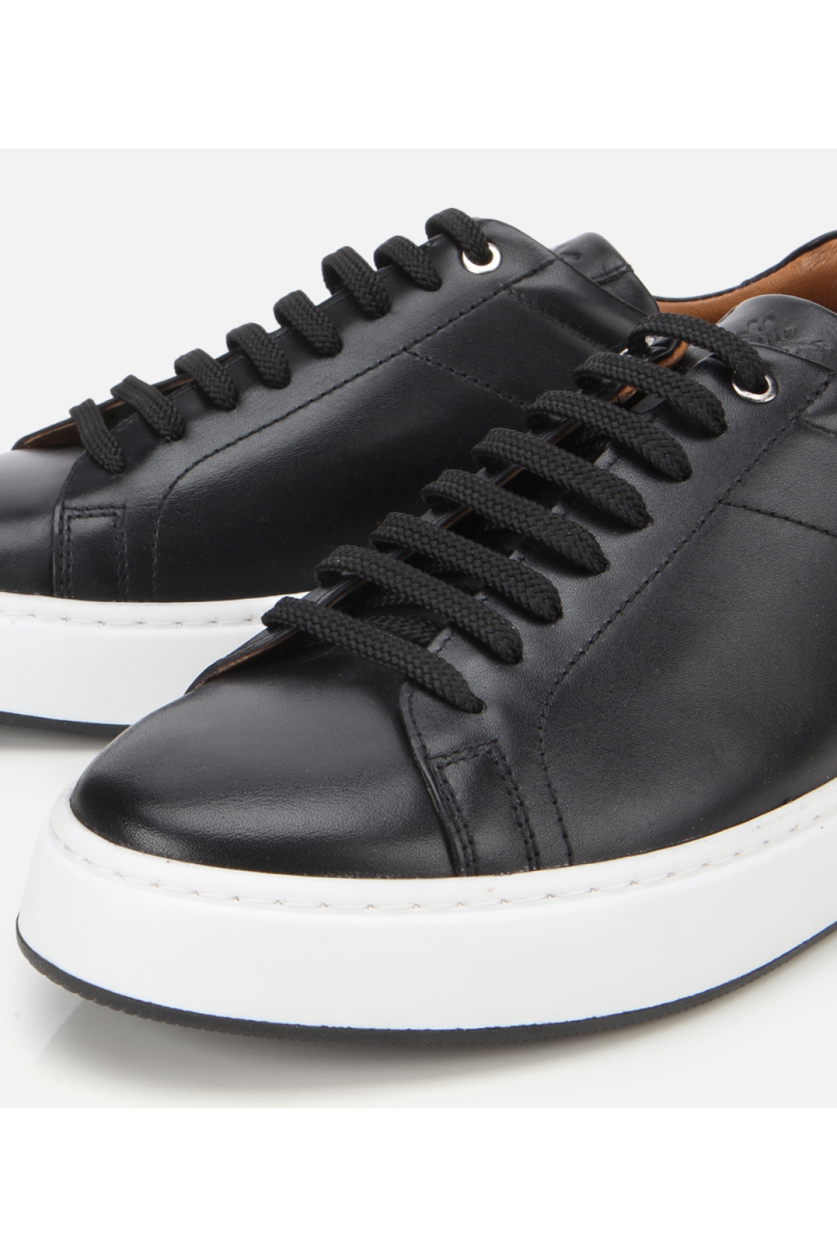 Erkek Deri Siyah Kalın Tabanlı Spor Ayakkabı - Görsel 3