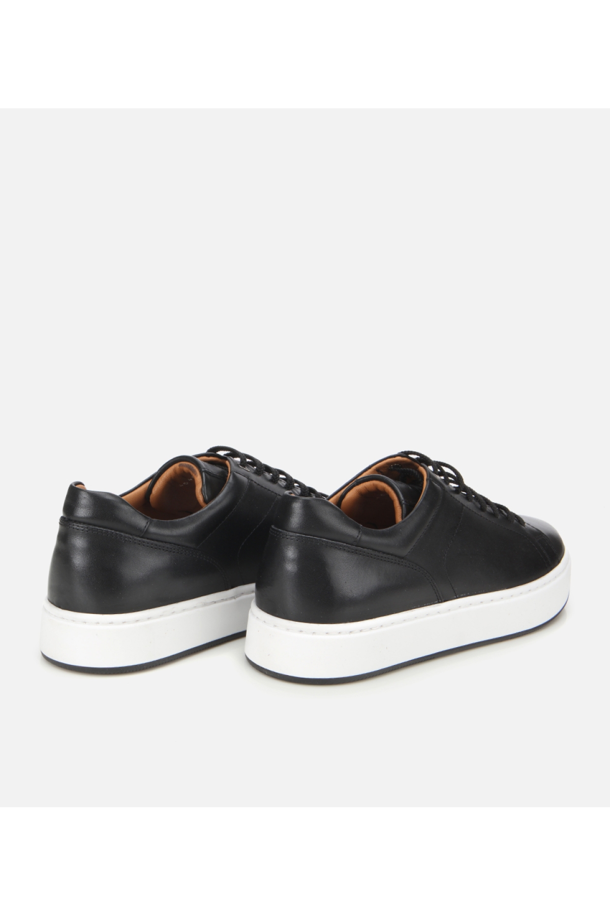 Erkek Deri Siyah Kalın Tabanlı Spor Ayakkabı - Görsel 4
